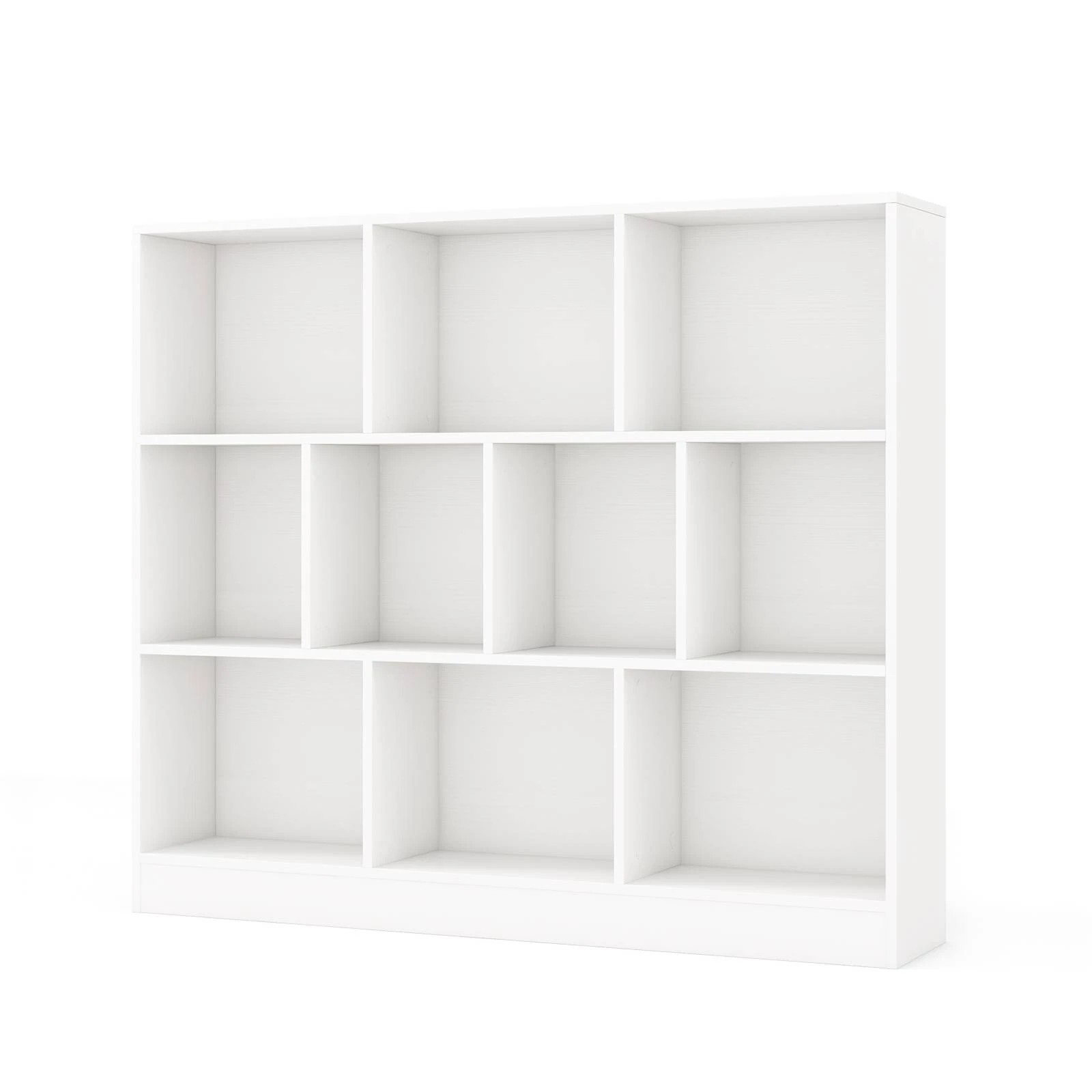 1 Costway 3-Tier Open Storage 10-Cube Bookshelf Storage Wooden Display Shelf - White, 1 of 4