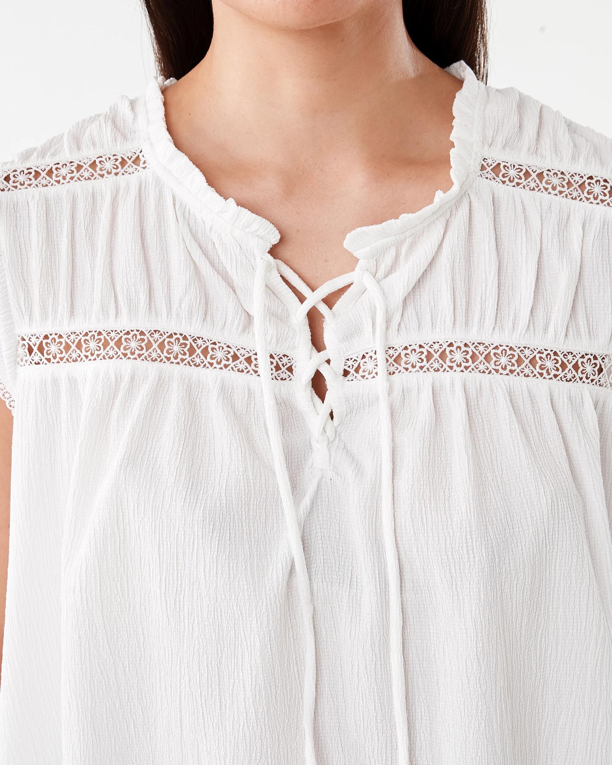 5 Short Sleeve Boho Top Cld White, 5 of 6