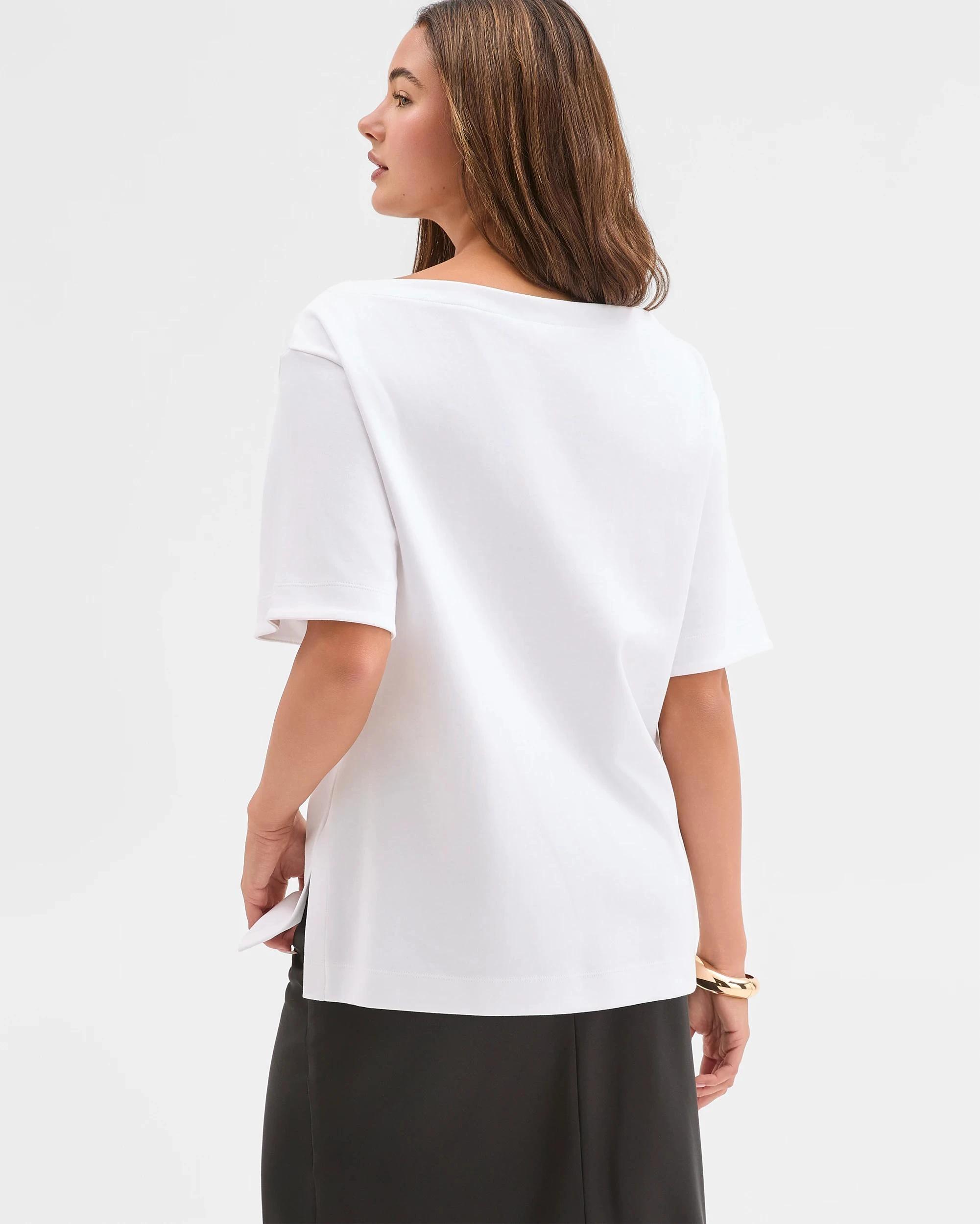 4 Lily Loves Australian Cotton Boat Neck Off Shoulder T-Shirt WHITE, 4 of 6