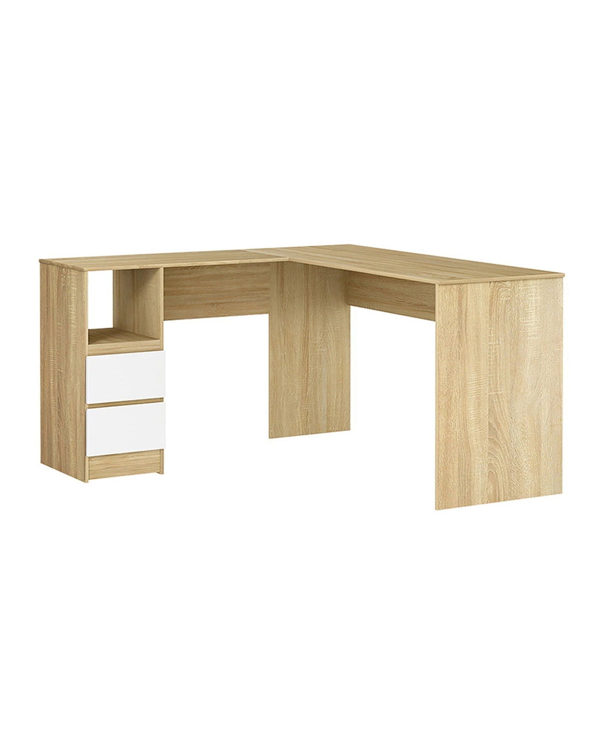 1 Artiss Computer Desk Drawer Cabinet L-Shape Oak 136CM - Brown, 1 of 6