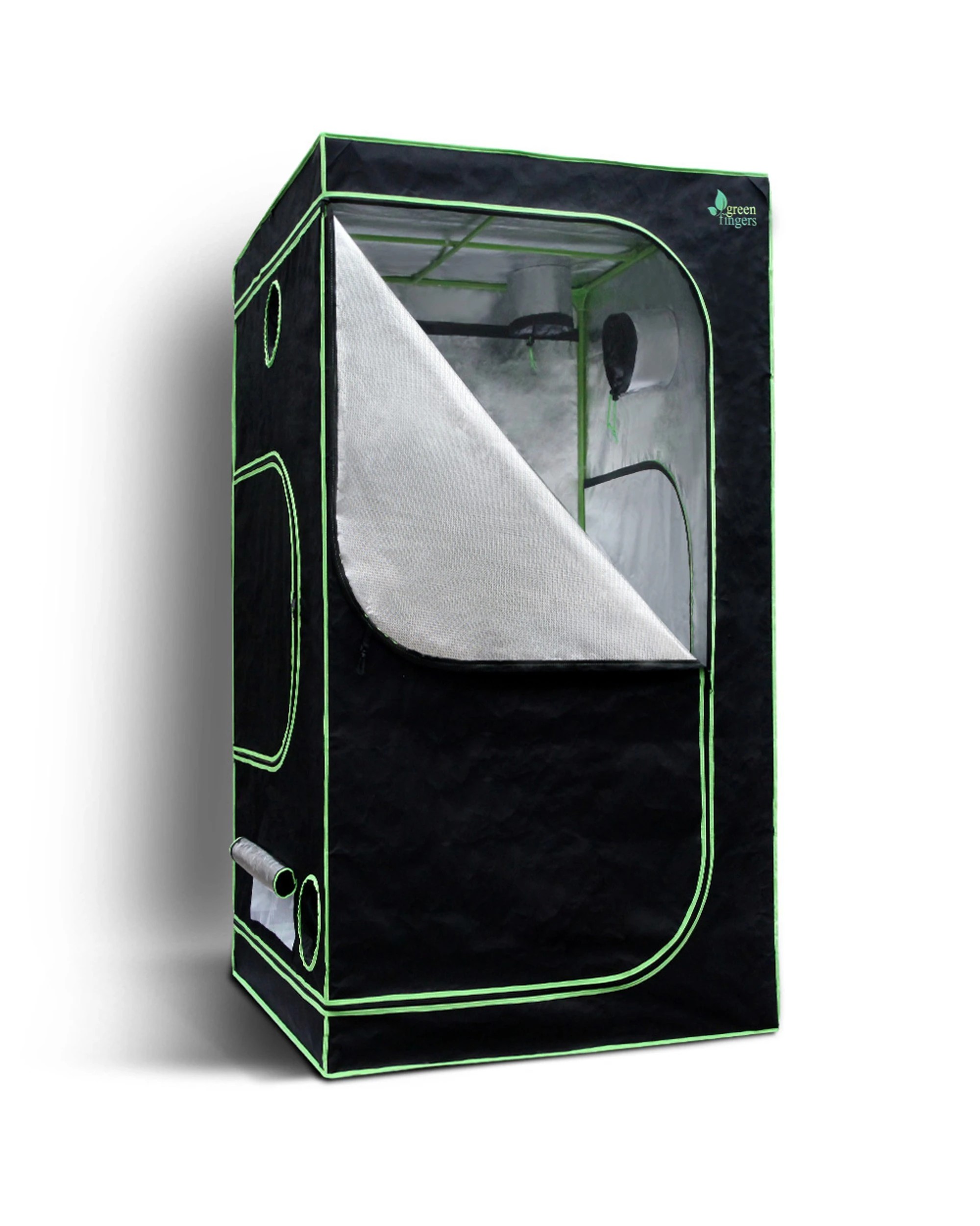 1 Green Fingers Grow Tent 100x100x200CM Hydroponics Kit Indoor Plant Room System - Black, 1 of 7