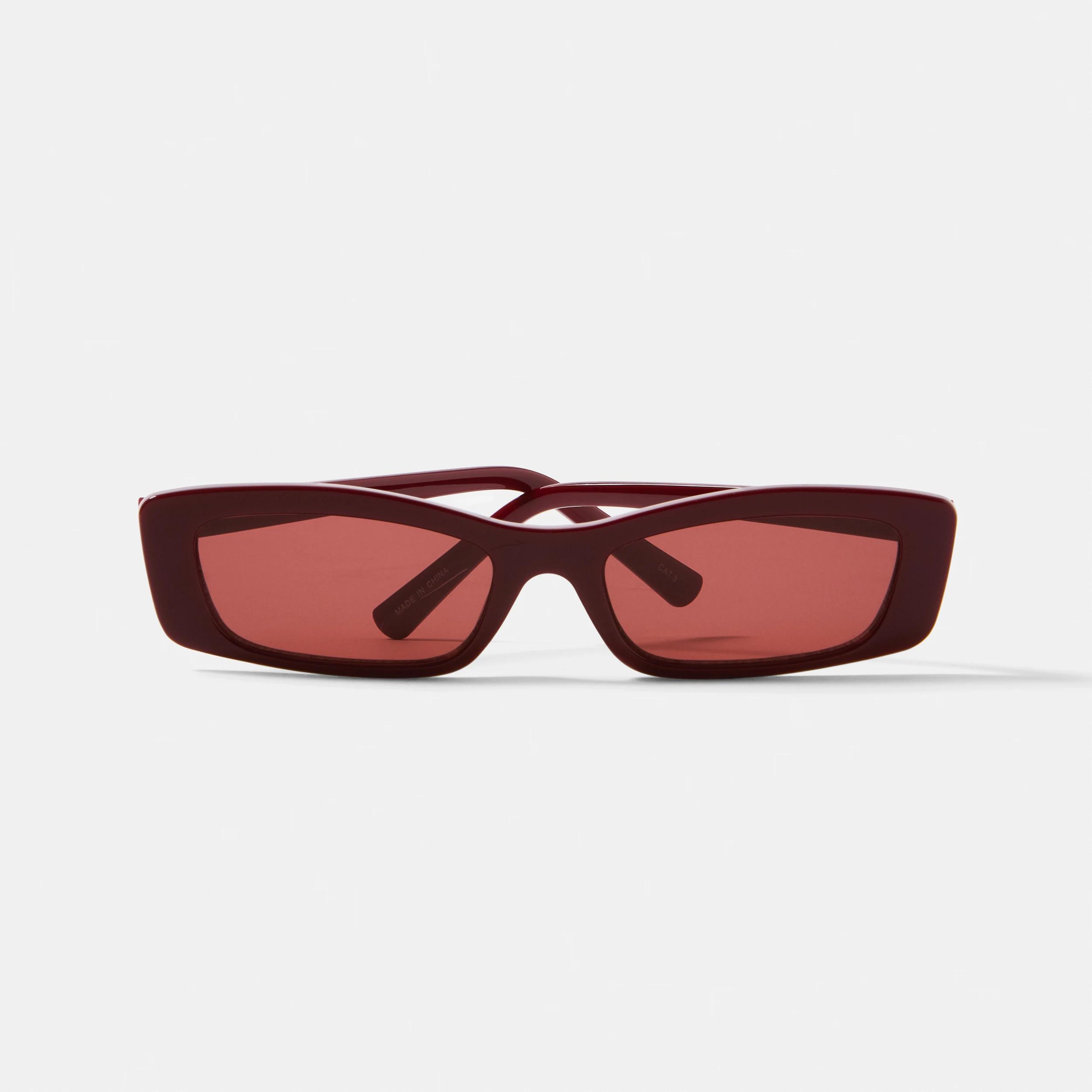 5 Womens Slim Rectangle Sunglasses BURGUNDY CHERRY, 5 of 6