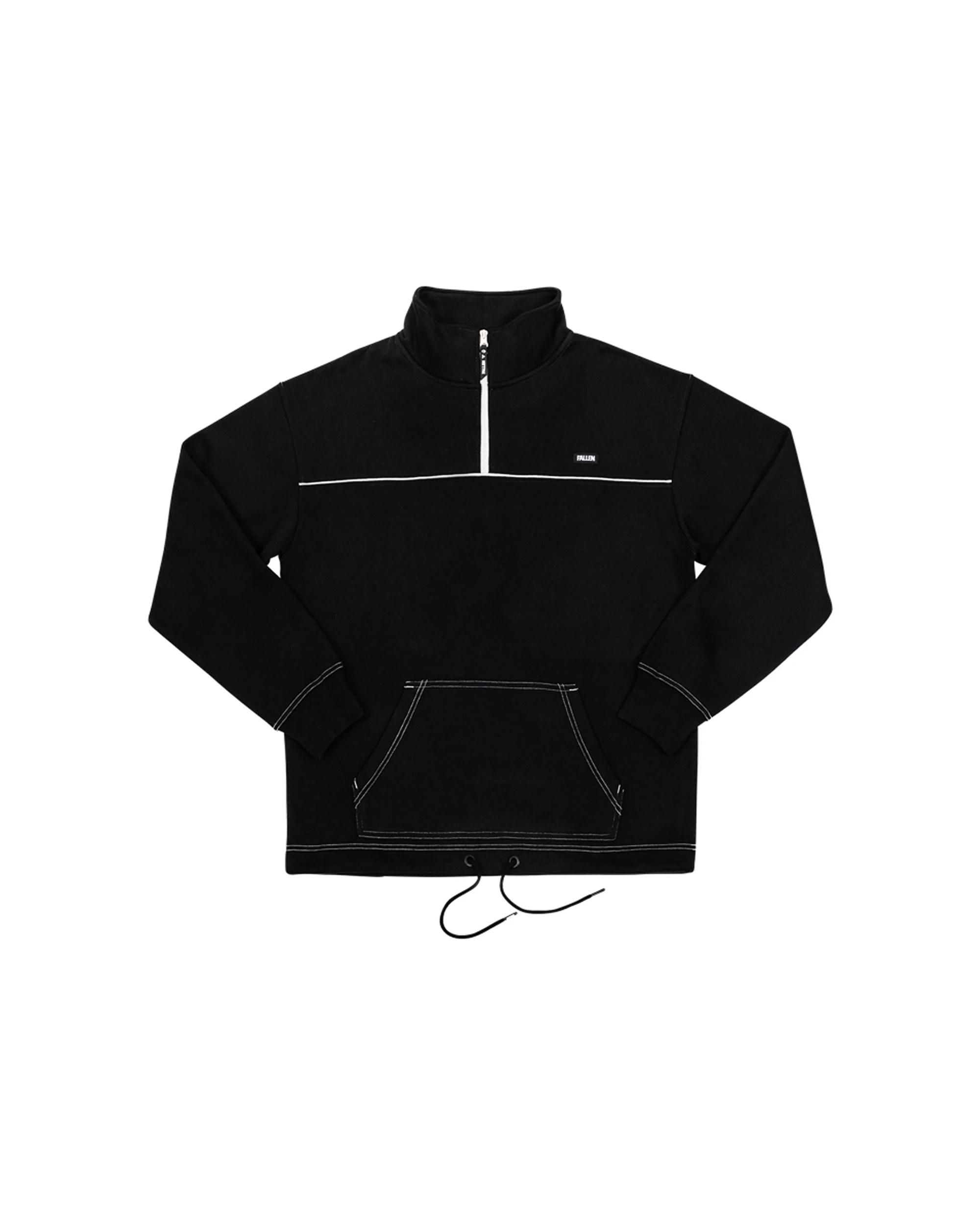 1 Fallen Footwear Men Half Zip Anorak Sweatshirt Jumper Comfortable Warm Fleece BLACK/WHITE, 1 of 1