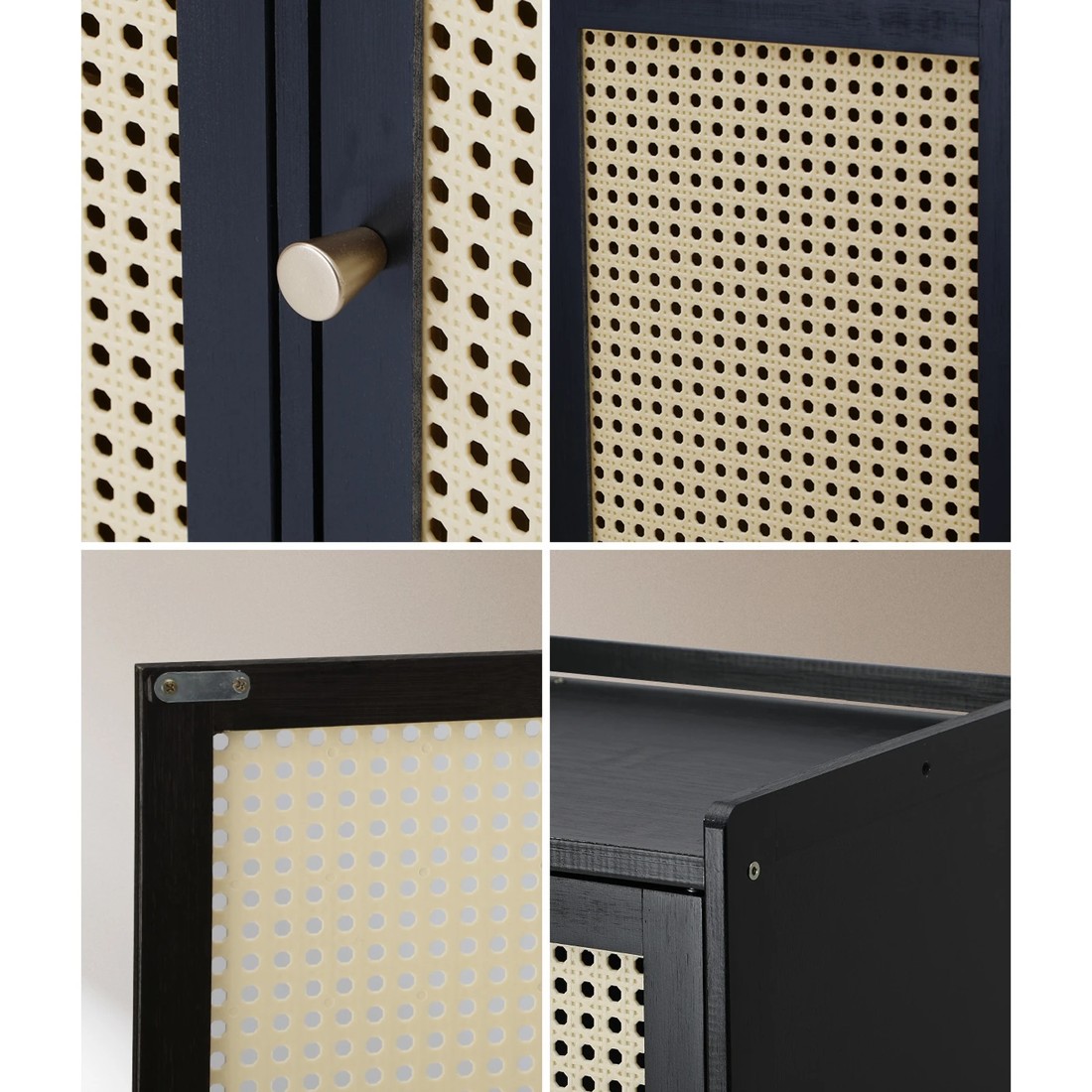 5 Oikiture Shoe Storage Cabinet Shoes Rack Organiser Shelf 2 Doors Rattan
 - Black, 5 of 10