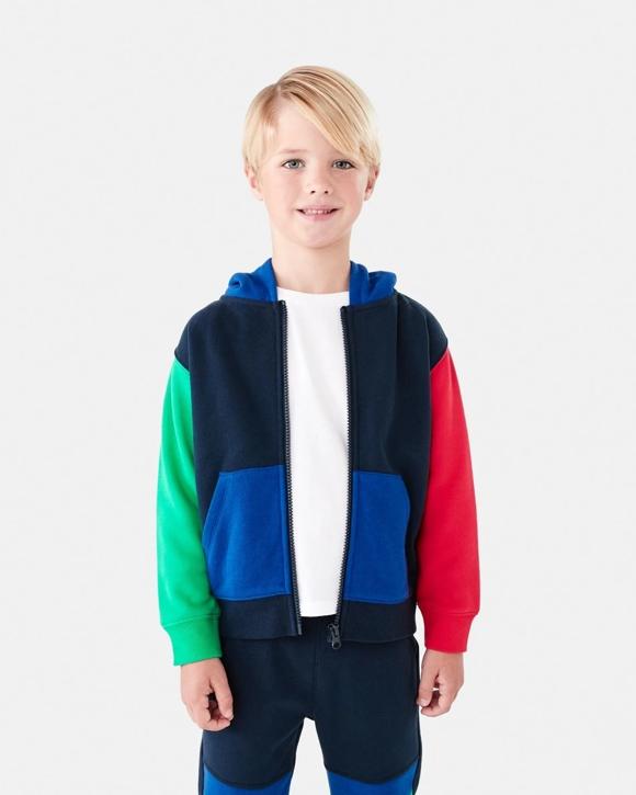Colour Block Zip Front Hoodie