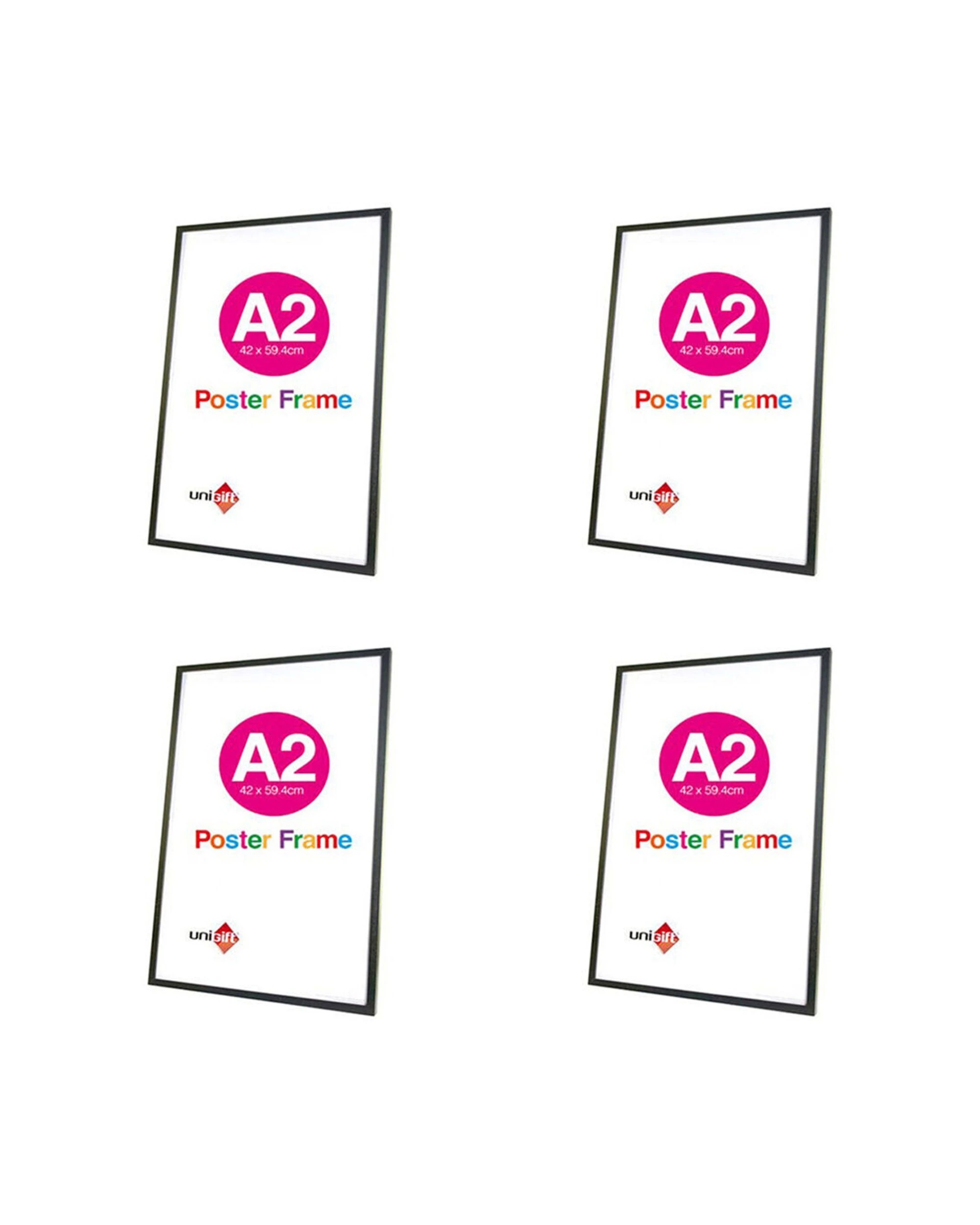 1 Unigift 4PK A2 Wooden Glass Poster Picture Photo Frame Home Decor - Black, 1 of 1