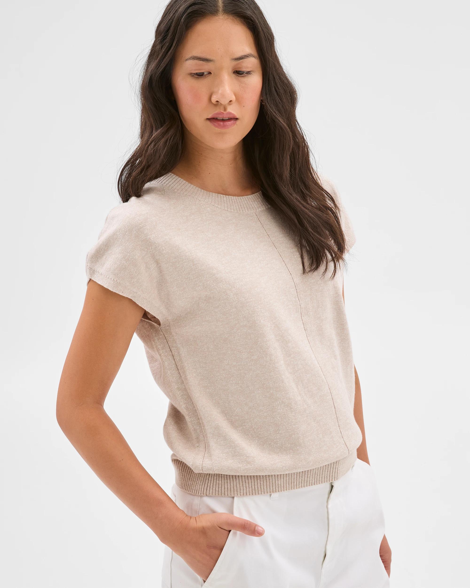 6 Target Australian Cotton Blend Extended Sleeve Knitted T-shirt PEBBLE, 6 of 7