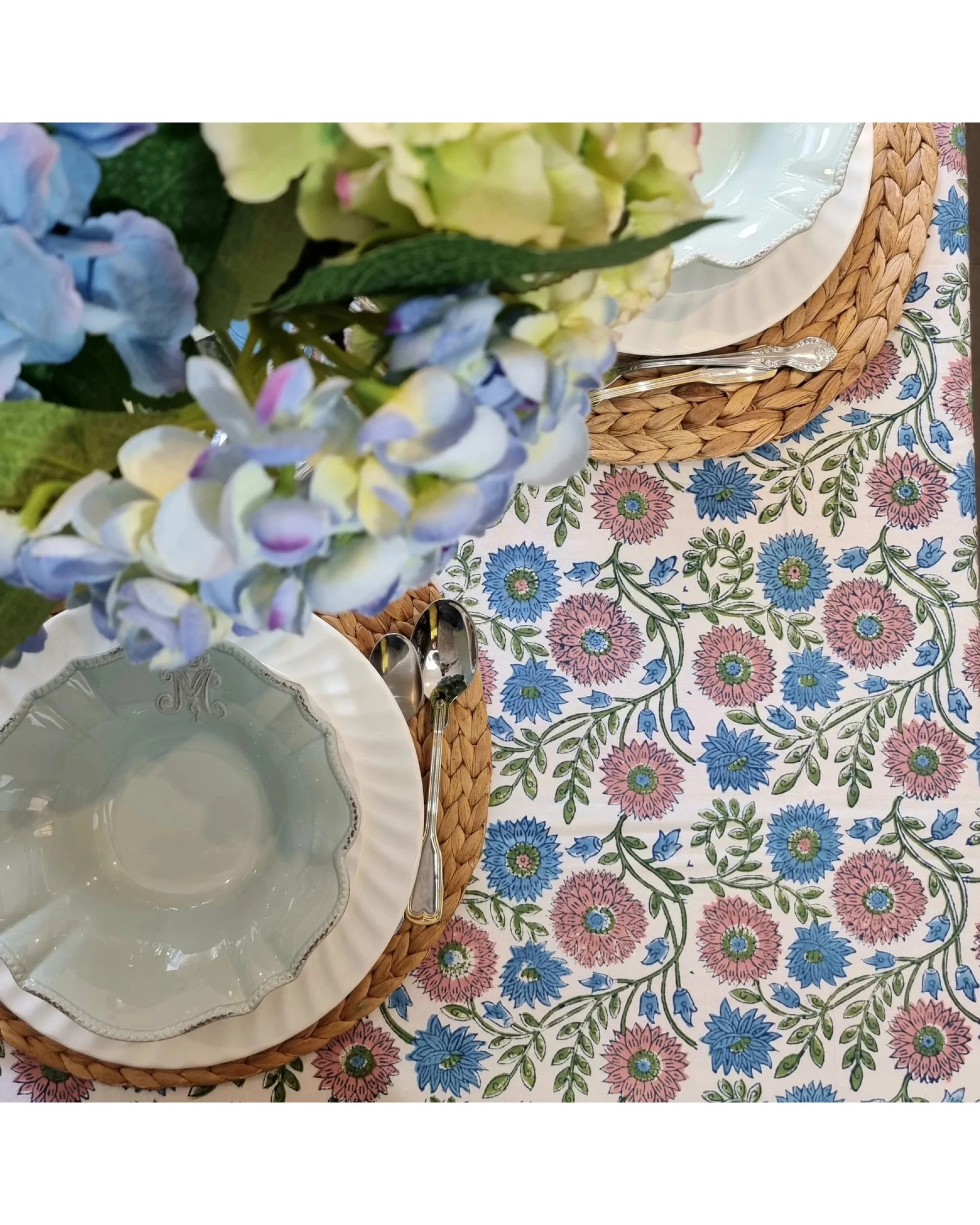 5 Kolka Kumudani Hand Block-printed Tablecloth - Pink, 5 of 8