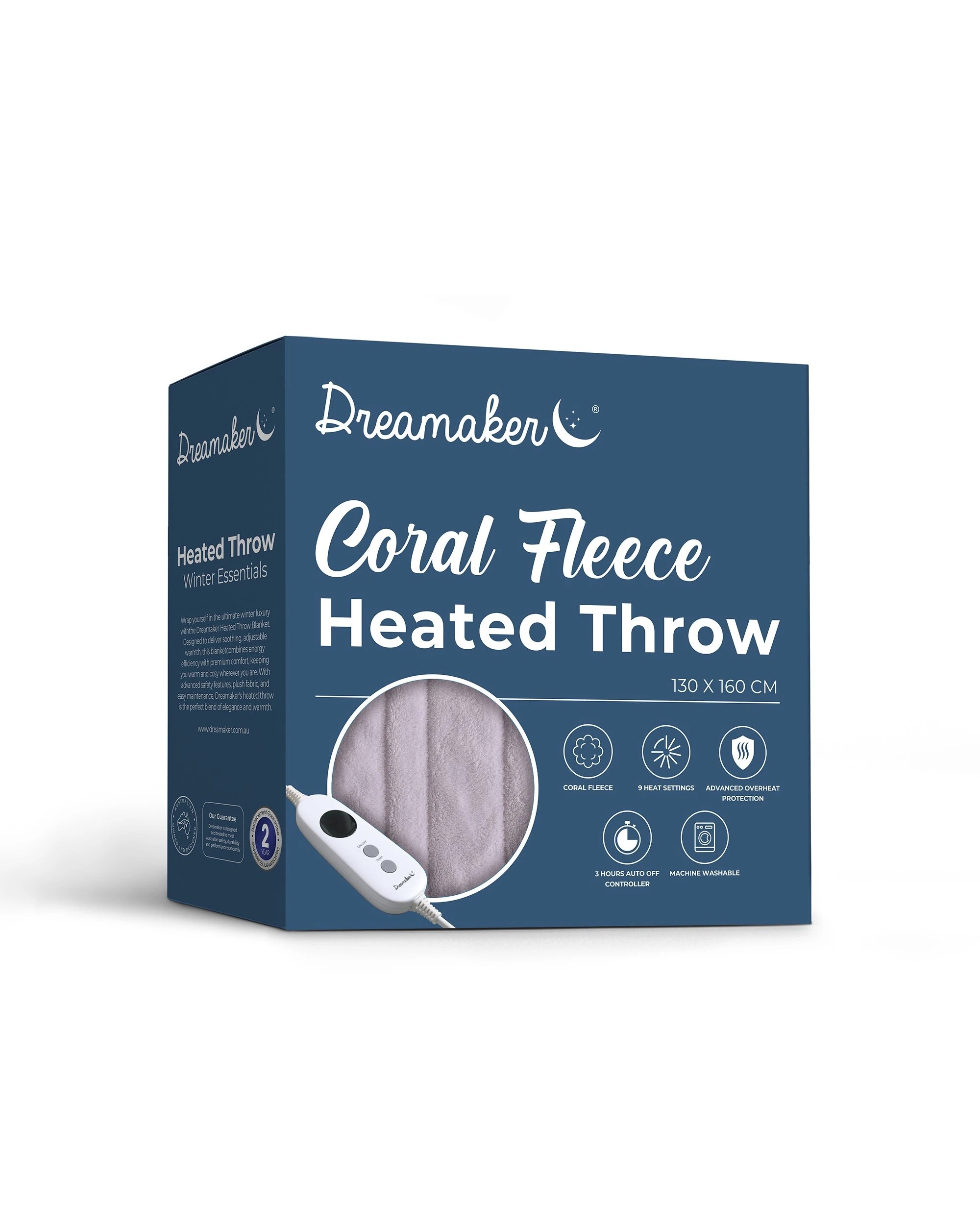 7 Dreamaker Kingston Coral Fleece Electric Heated Throw Blanket 130x160cm - Lavender, 7 of 7