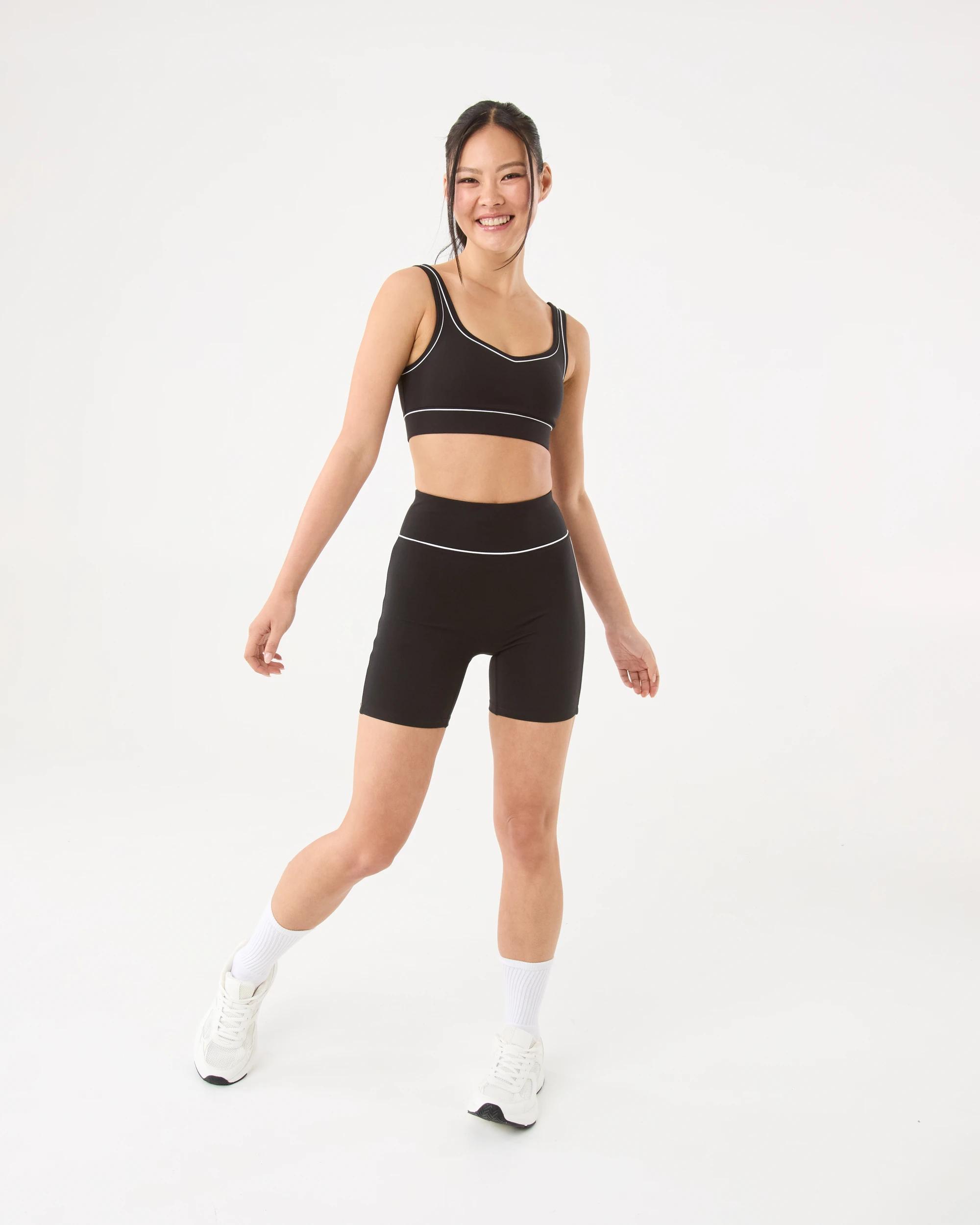 2 Active Womens Contrast Bike Shorts Black, 2 of 7