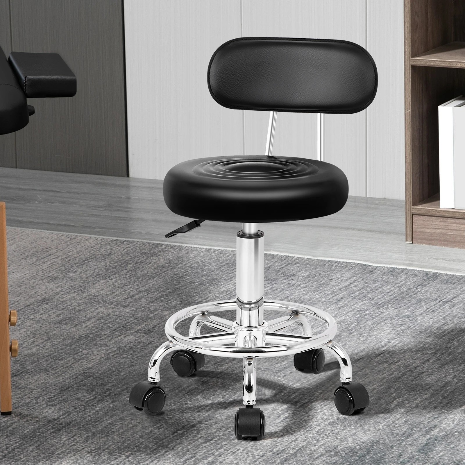 3 Alfordson 2x Salon Stool Backrest Swivel Barber Hair Dress Chair Declan - Black, 3 of 10