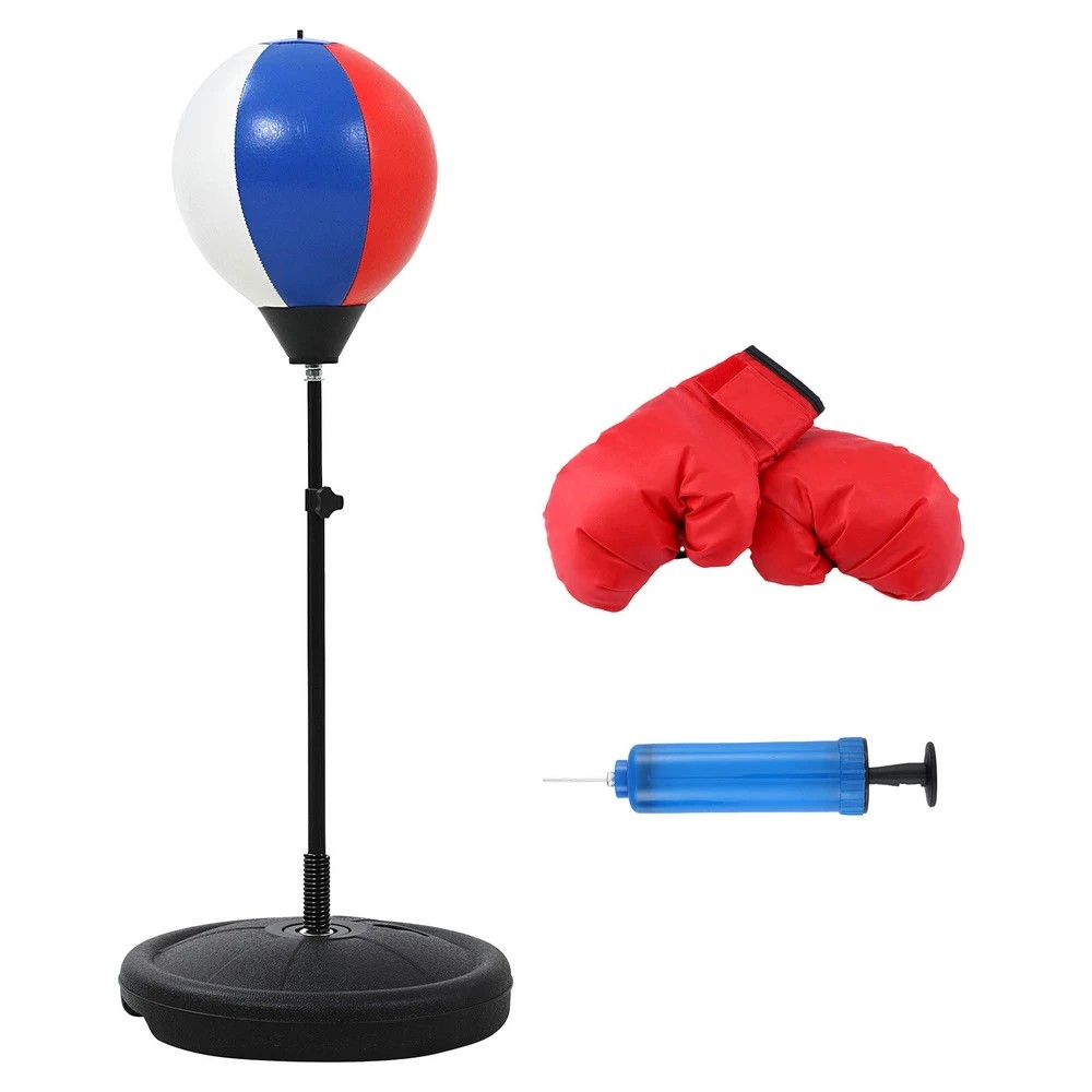 1 Everfit Kids Punching Bag Stand Set Adjustable 76-112cm with Gloves & Pump - Blue, 1 of 6