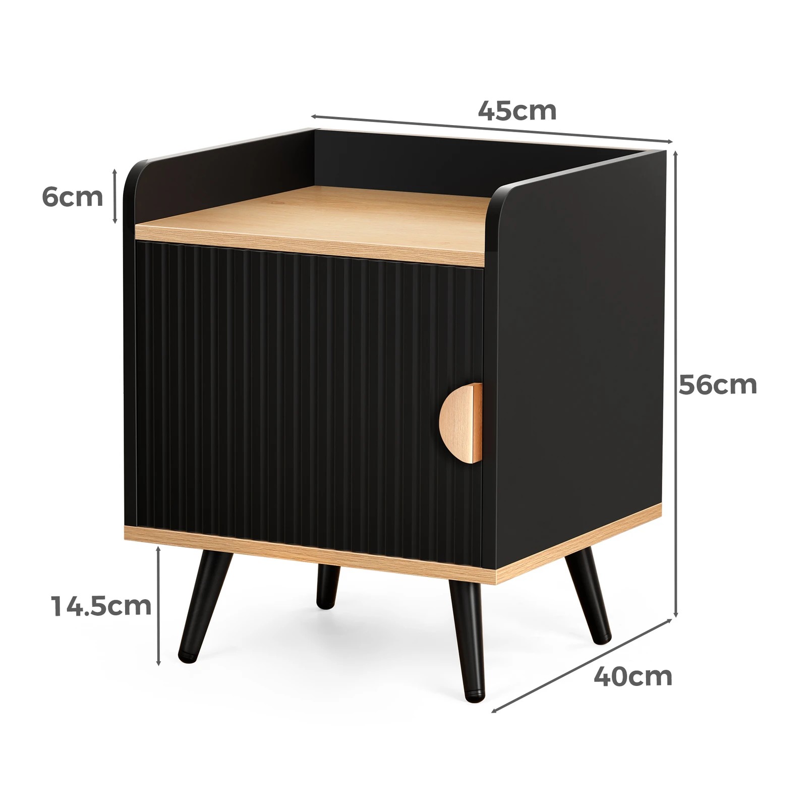 4 Alfordson 2x Bedside Table Cabinet Nightstand Side Storage - Black, 4 of 10