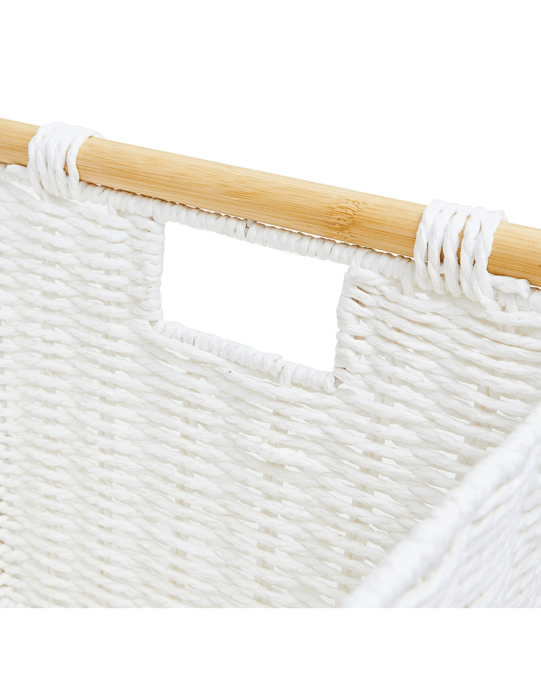 3 Rectangle Bamboo Handle Basket - Medium, White, 3 of 8