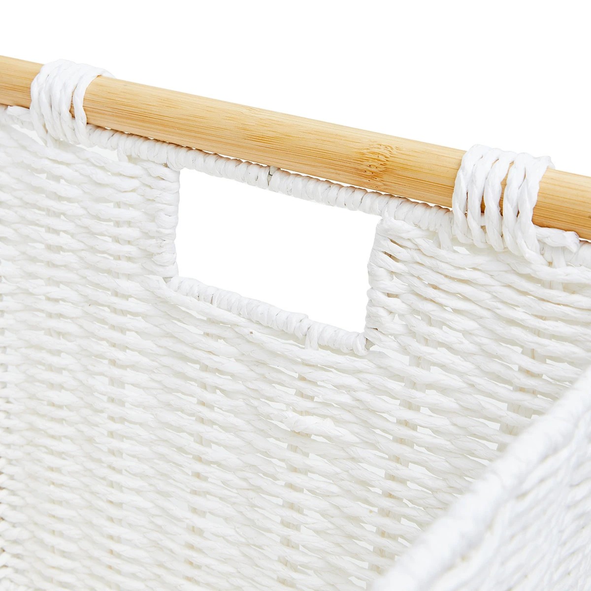 3 Rectangle Bamboo Handle Basket - Medium, White, 3 of 8