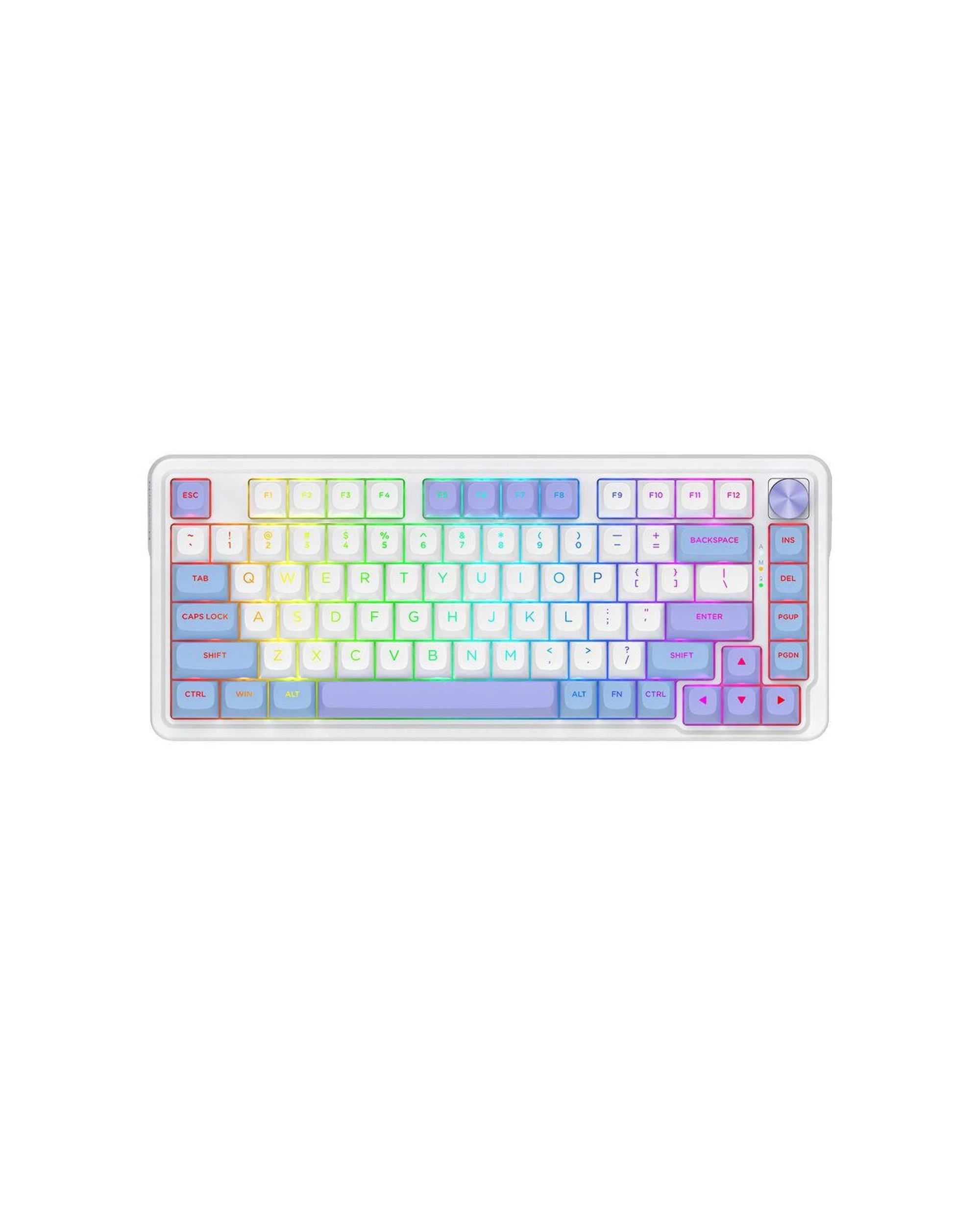 1 Redragon UCAL K673WBP Max WhitePurple 75% Gasket Wireless Mechanical Keyboard, 1 of 9