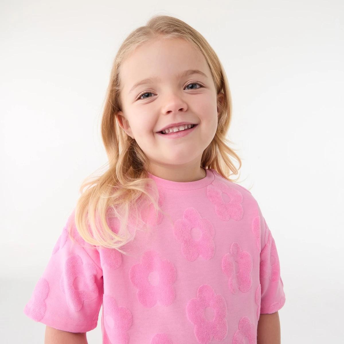 3 Short Sleeve Texture T-shirt Pnk Flower, 3 of 6