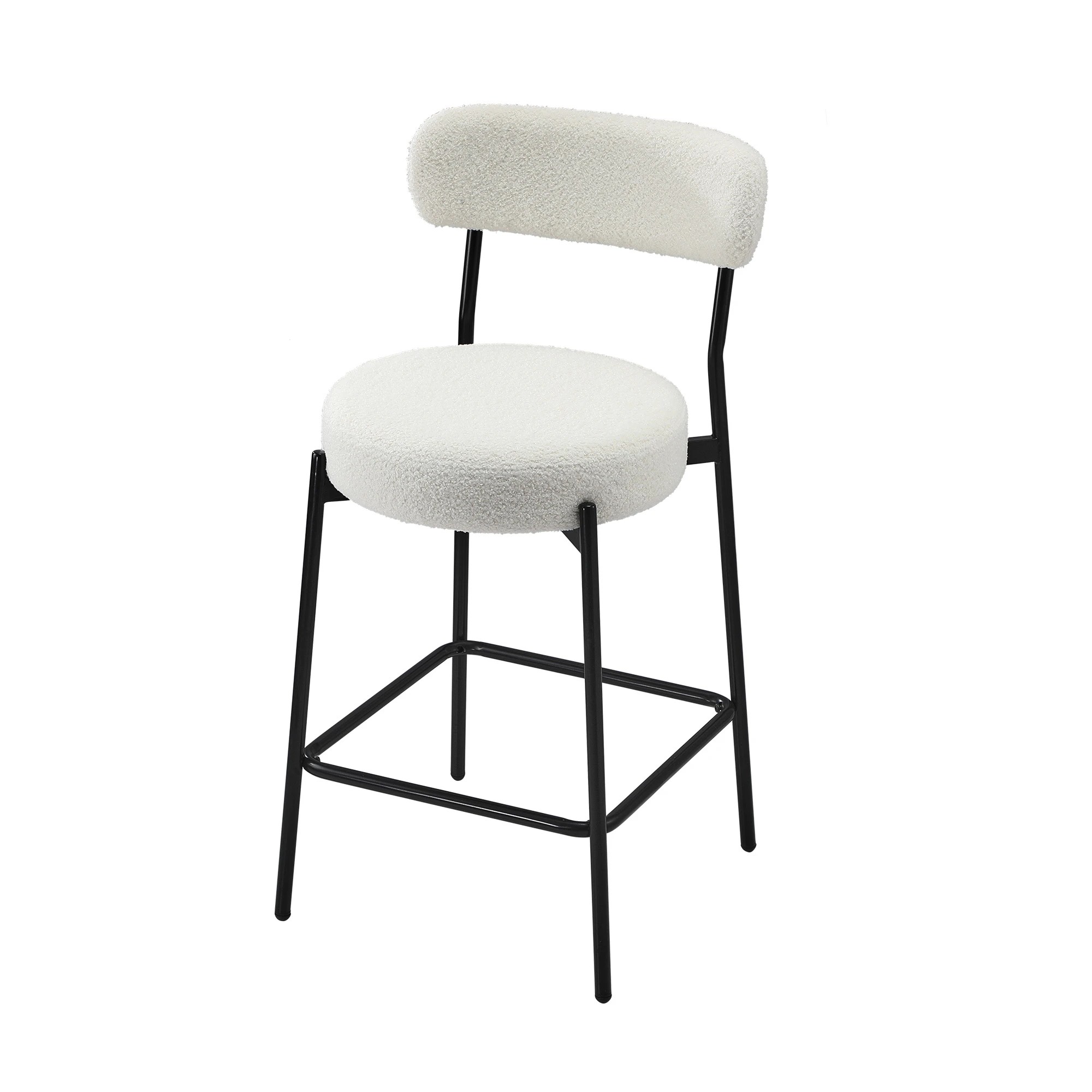 6 Oikiture 2x Bar Stools Kitchen Dining Chairs Counter Stool Boucle
 - White, 6 of 10
