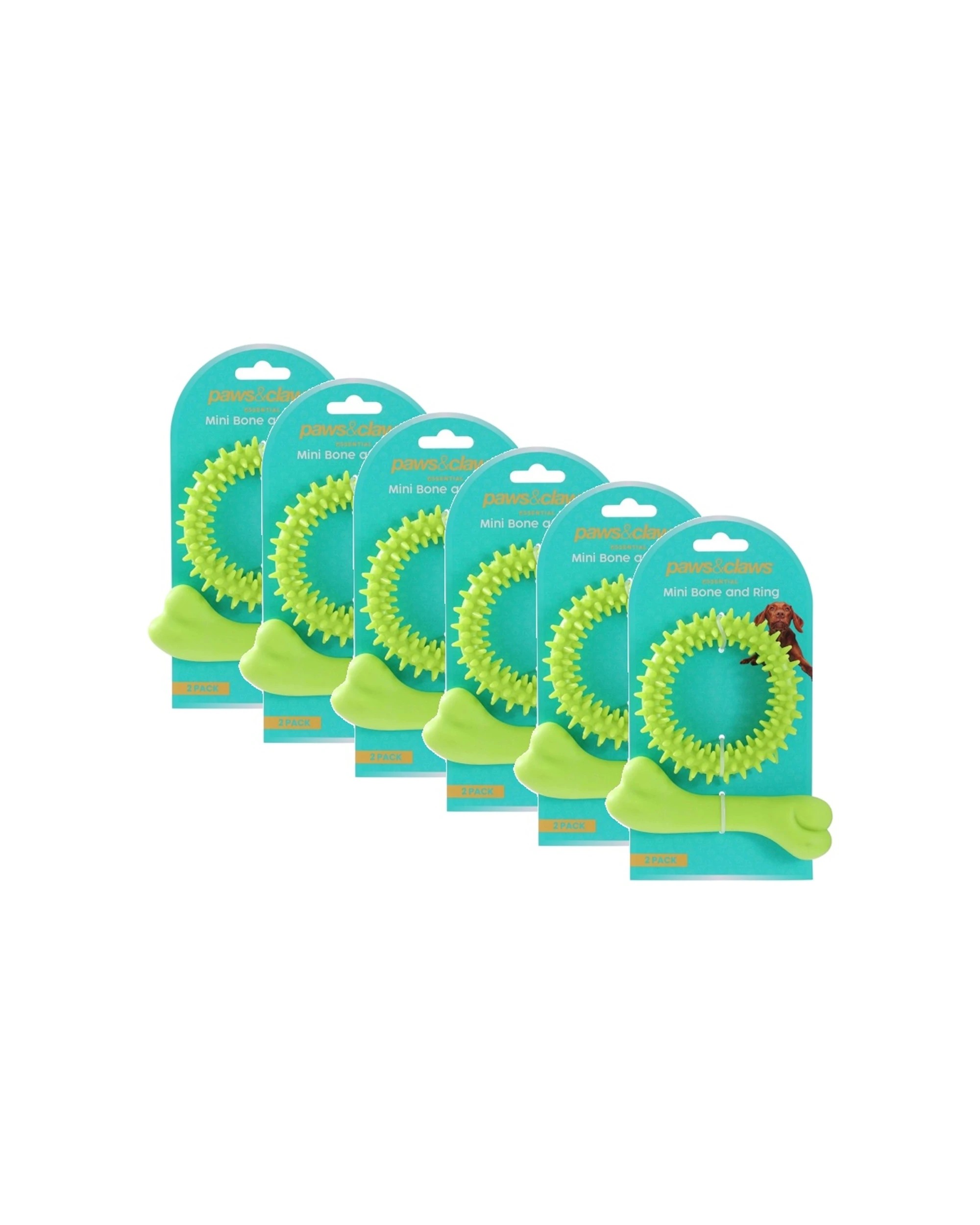 1 Paws And Claws 6x 2pc Mini TPR Bone And Ring Pet Dog Chew Fetch Toy Set - Multi, 1 of 9