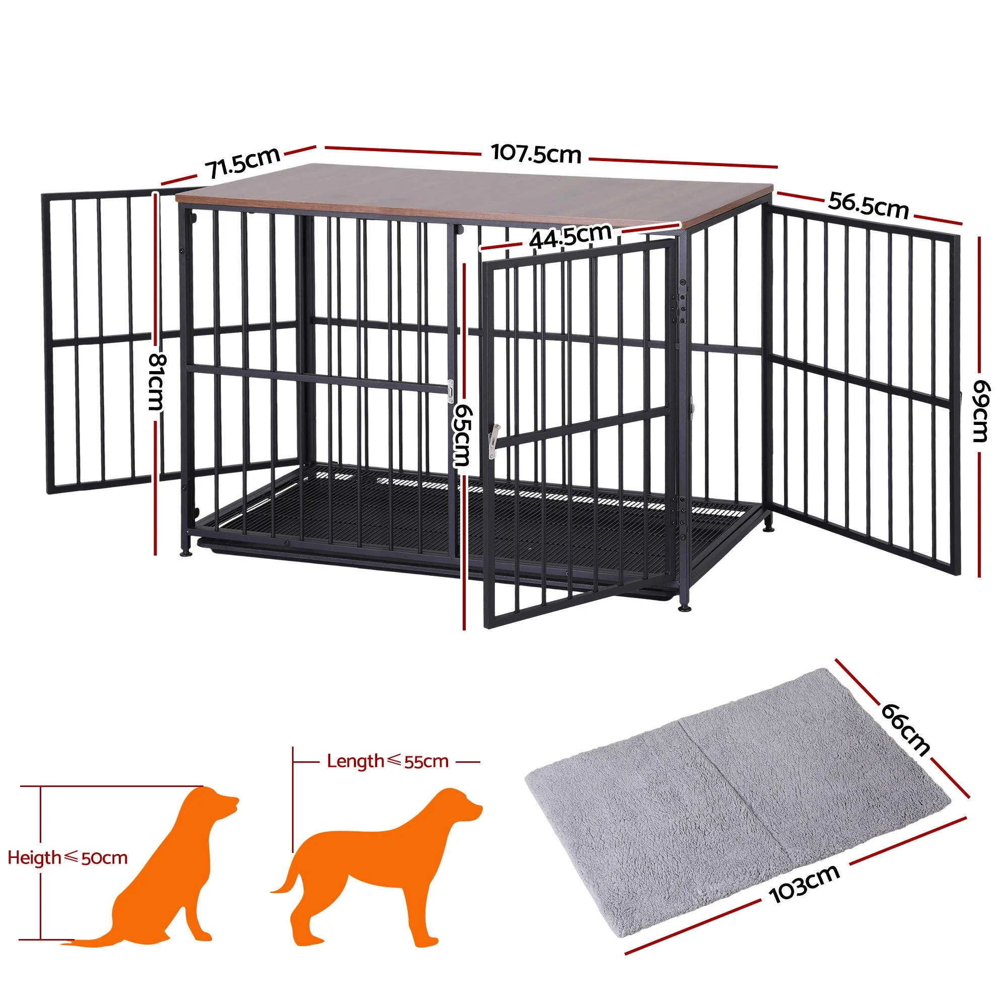 1 i.Pet Extra Large Dog Crate Furniture 107cm Dog Cage Puppy Pet Wooden - Multi, 1 of 1