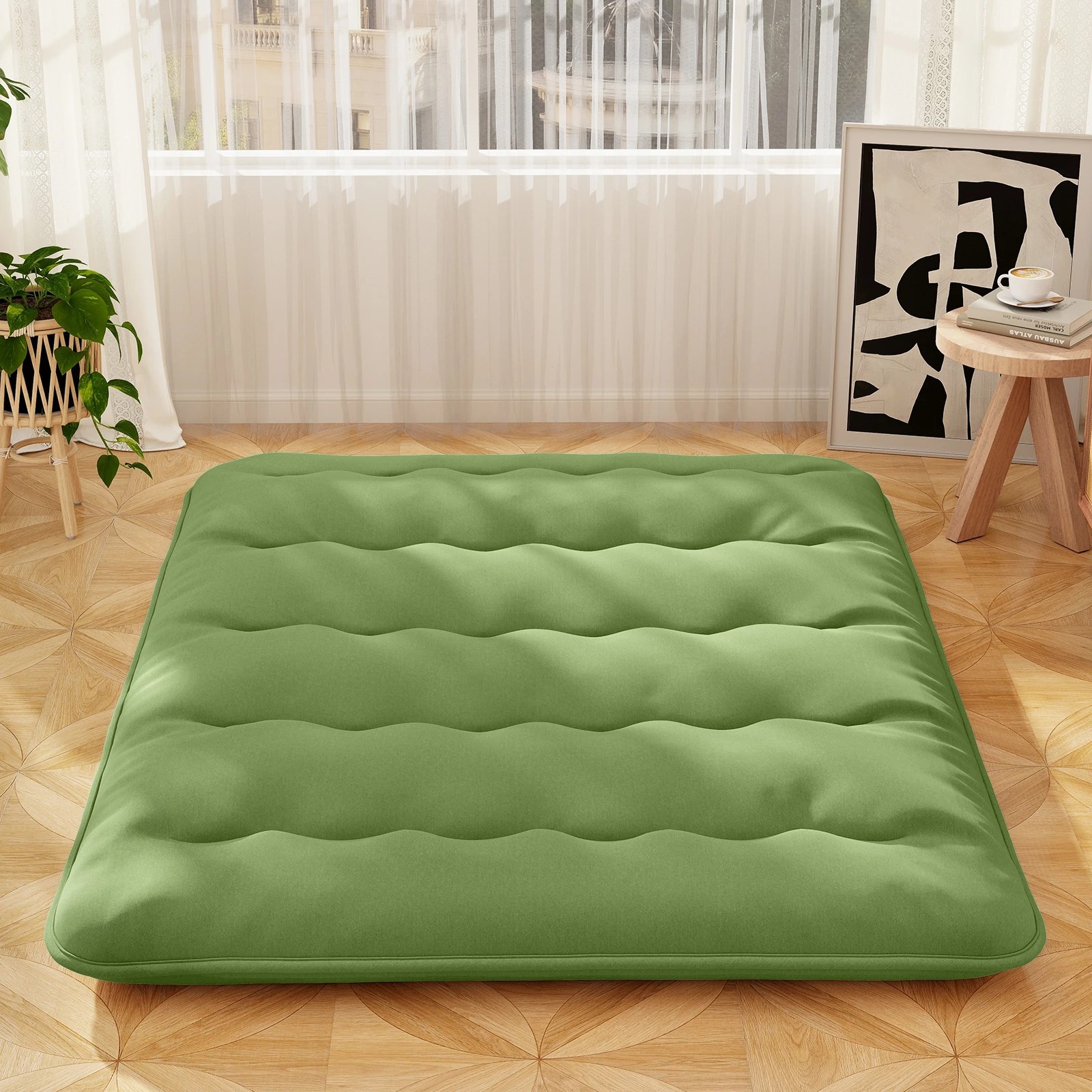 3 Costway Queen Size Camping Mattress Tatami Roll up Mat Cushion Floor Lounger Bed Sleeping Pad - Green, 3 of 3