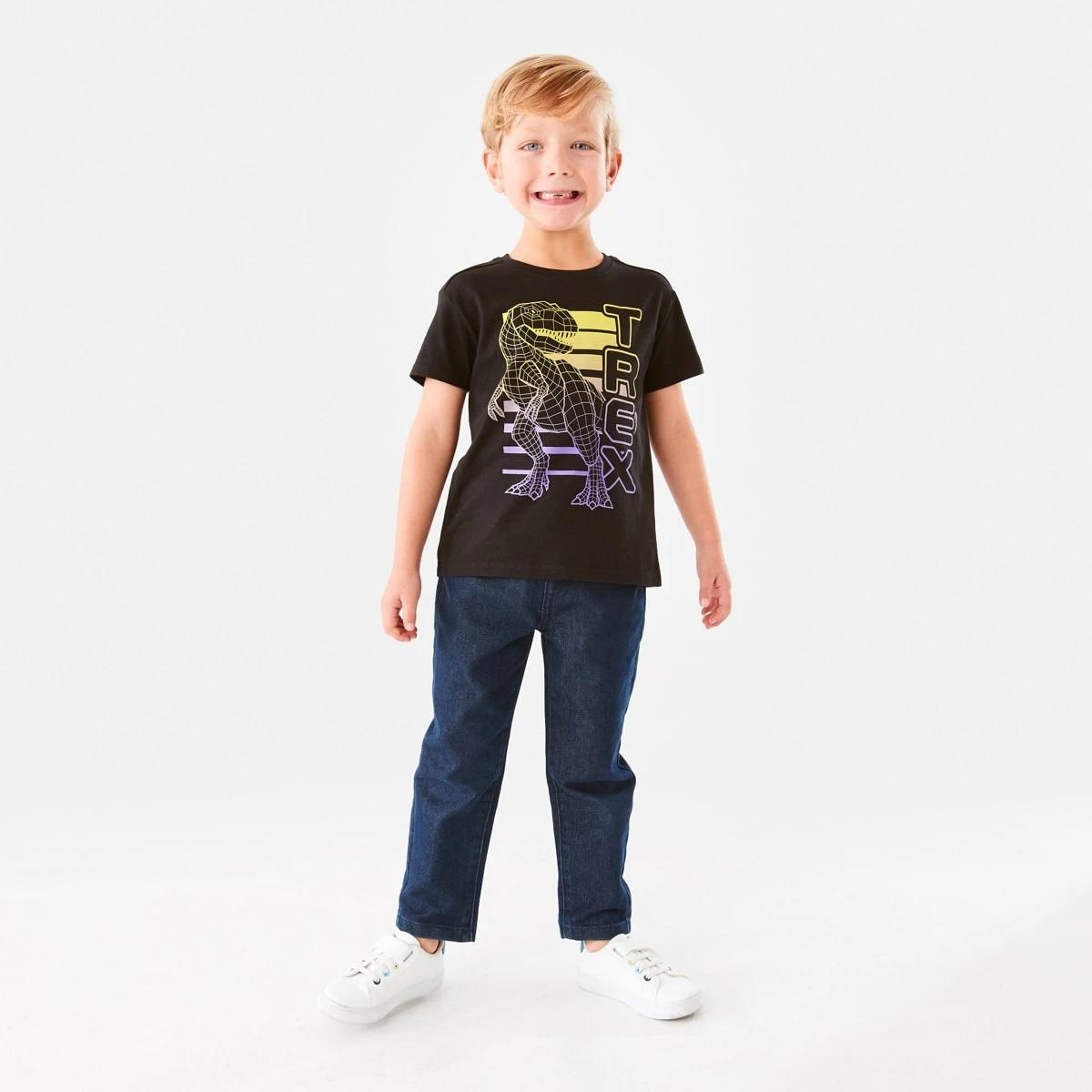 5 Chest Print T-shirt Black Dino, 5 of 8