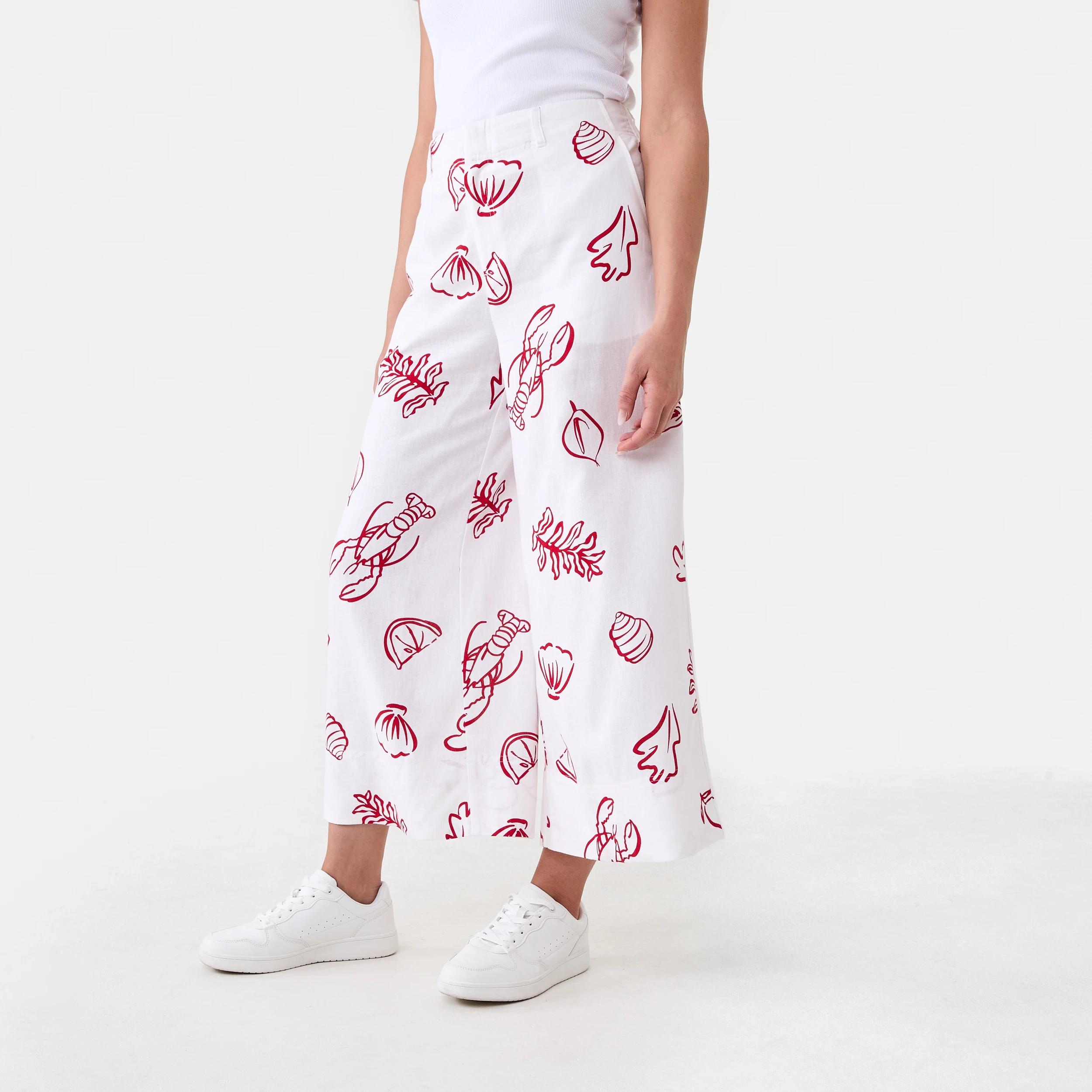 2 Printed Linen Blend Pants Red Vacay, 2 of 5