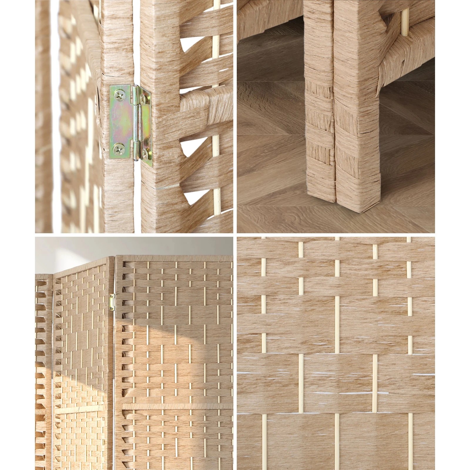 5 Oikiture 6 Panel Room Divider Screen Privacy Dividers - Natural, 5 of 10