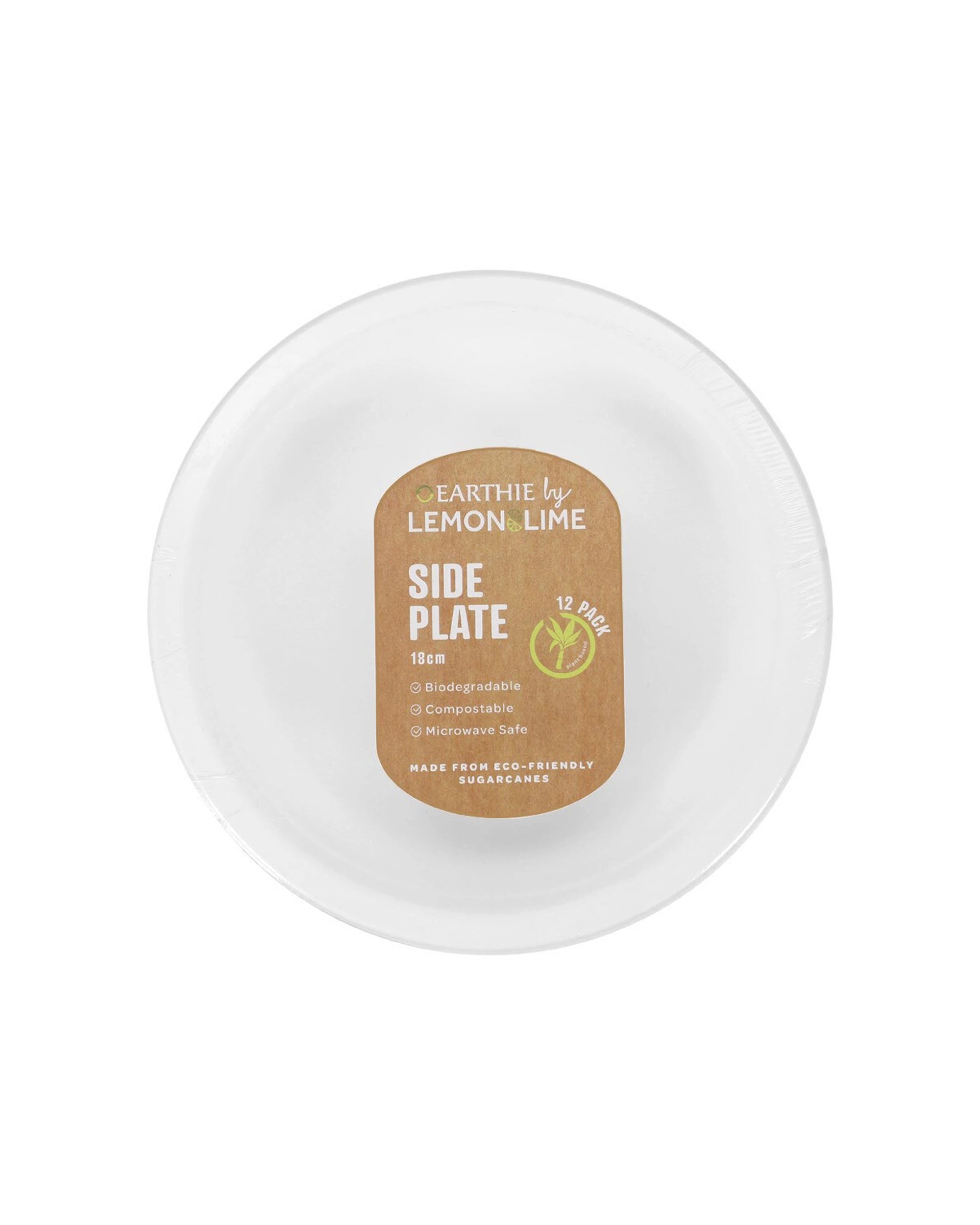 1 12pc Lemon & Lime Eco/biodegradable/compostable Disposable 18cm Side Plate White
 - White, 1 of 3