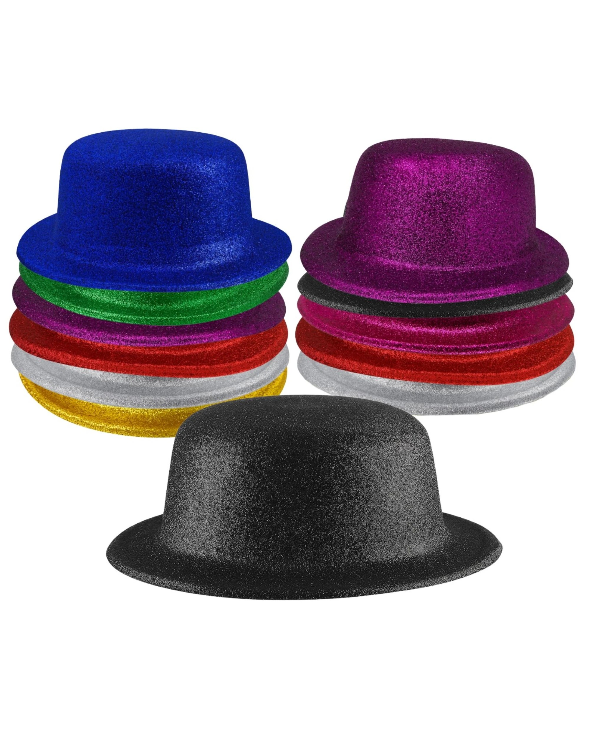 1 BR Costumes Glitter Bowler Hat Party Costume Accessory - Bulk Pack of 12, 1 of 3