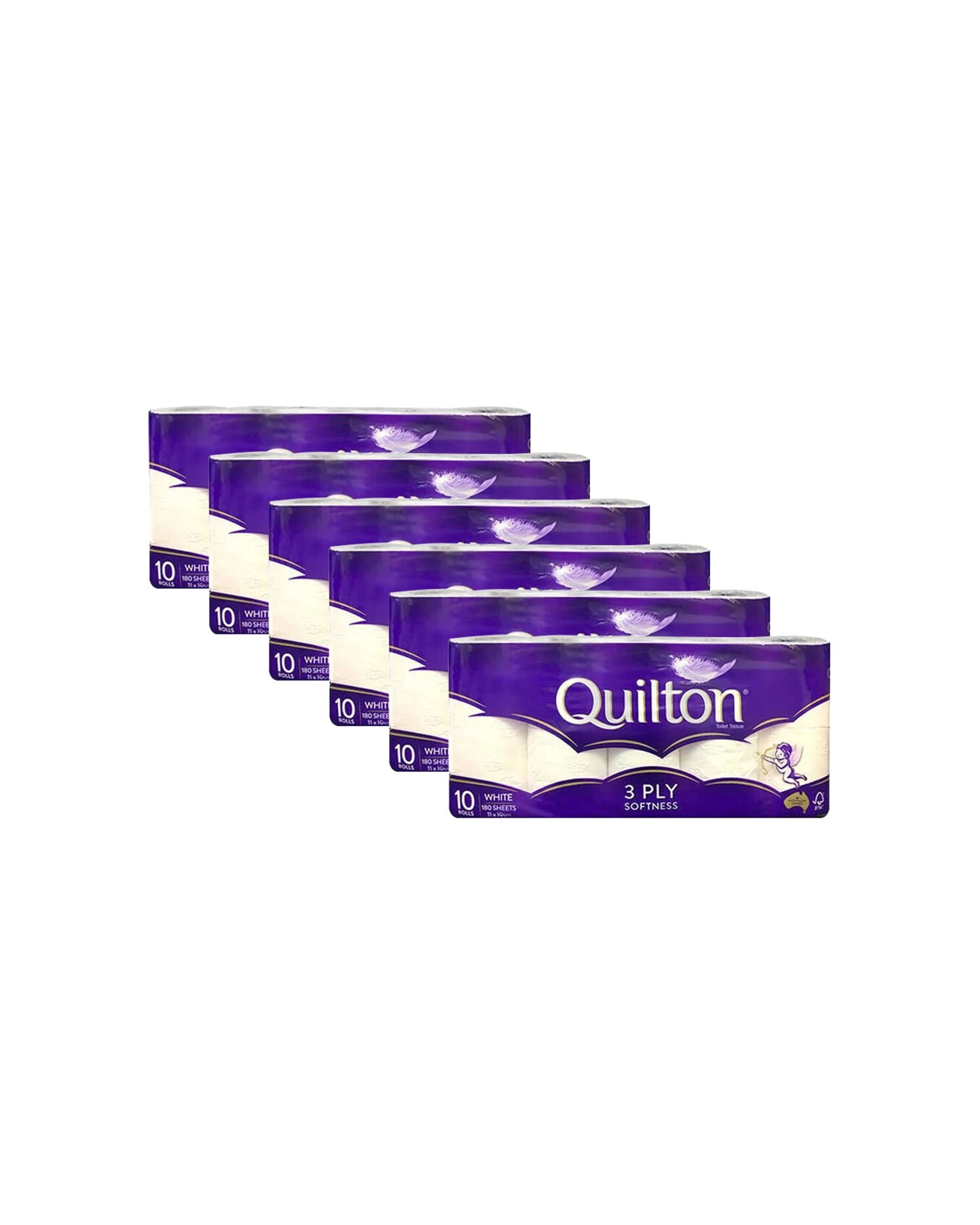 1 Quilton 6x 10pc Toilet Tissue Roll 3-Ply Softness 180 Sheets Bulk Value Pack - White, 1 of 1