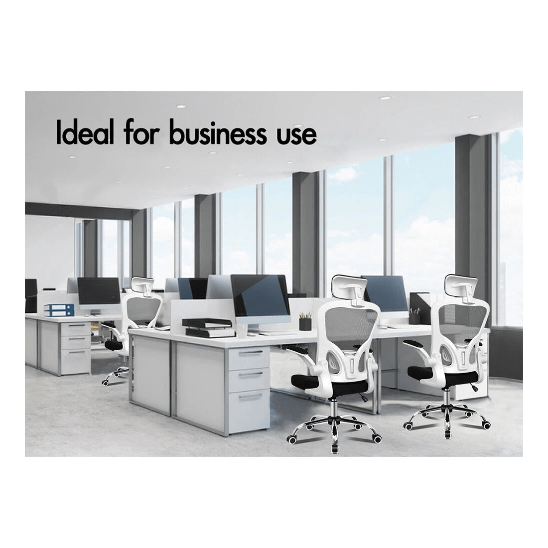 10 Alfordson Mesh Office Chair Executive Fabric Seat Gaming Racing Tilt Computer - White, 10 of 10