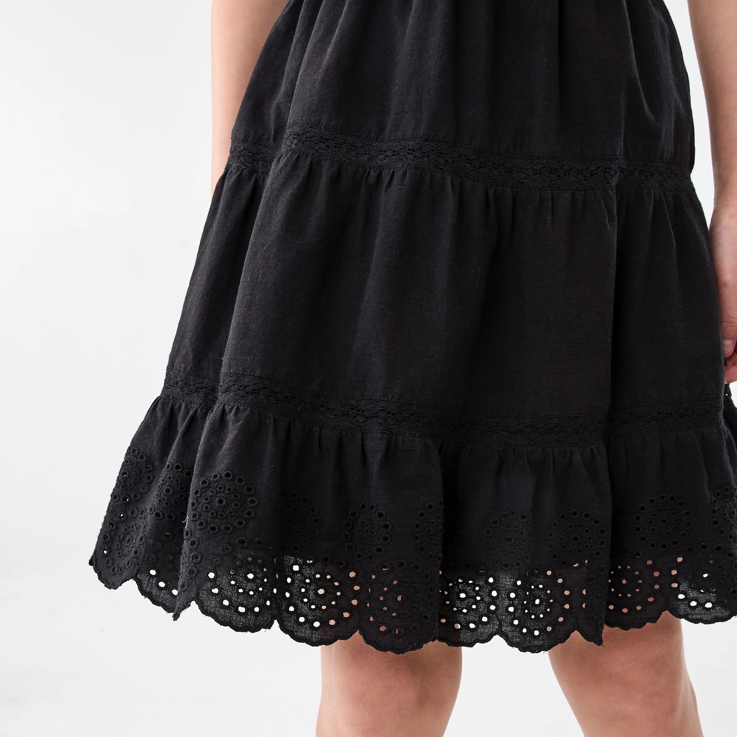 4 Woven Tiered Skirt Black, 4 of 6