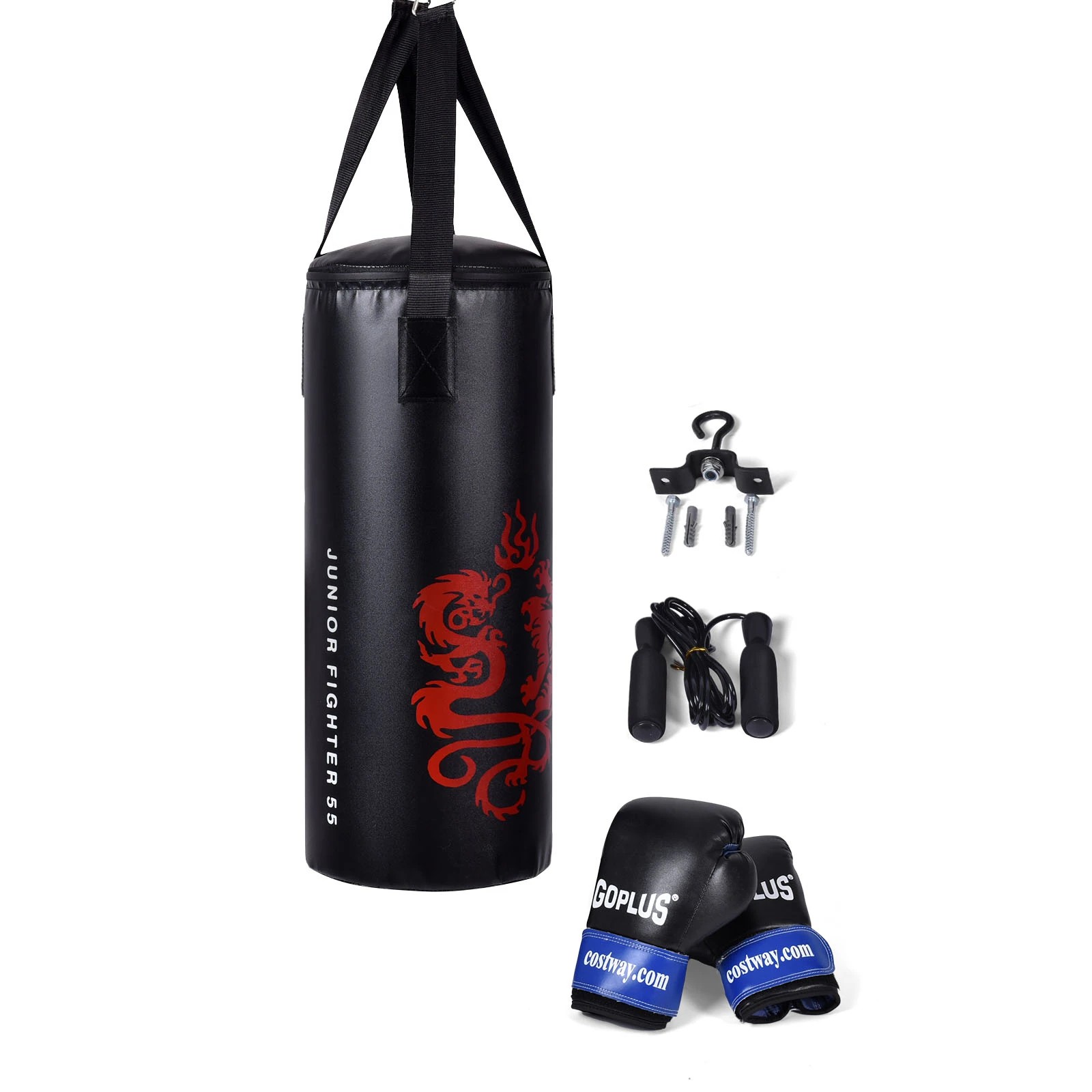 1 Costway 5PCS Kids Punching Bag Set Hanging Boxing Toy Set w/Gloves & Skipping Rope, 1 of 4