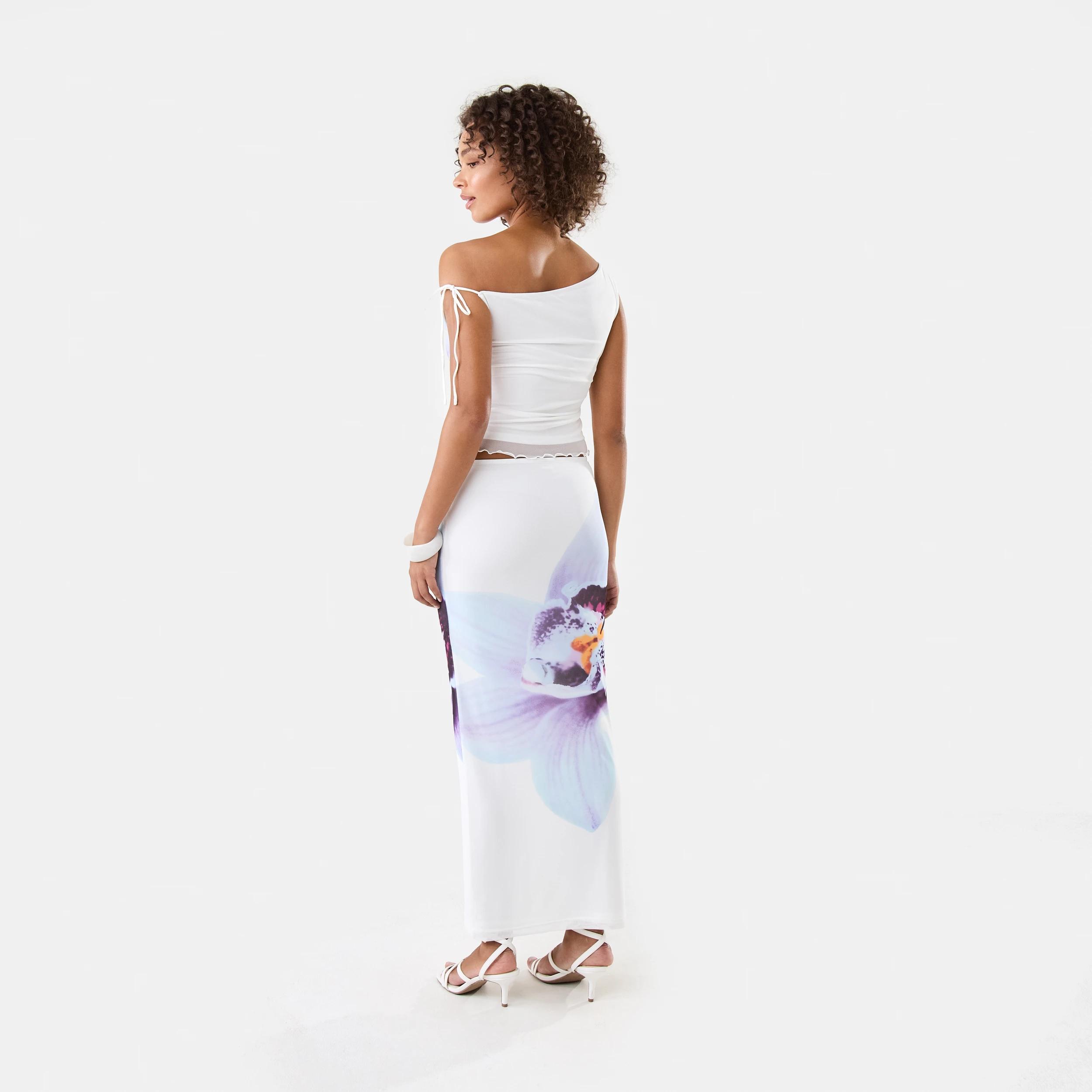 6 Print Off Shoulder Mesh Top Wht Orchid, 6 of 9