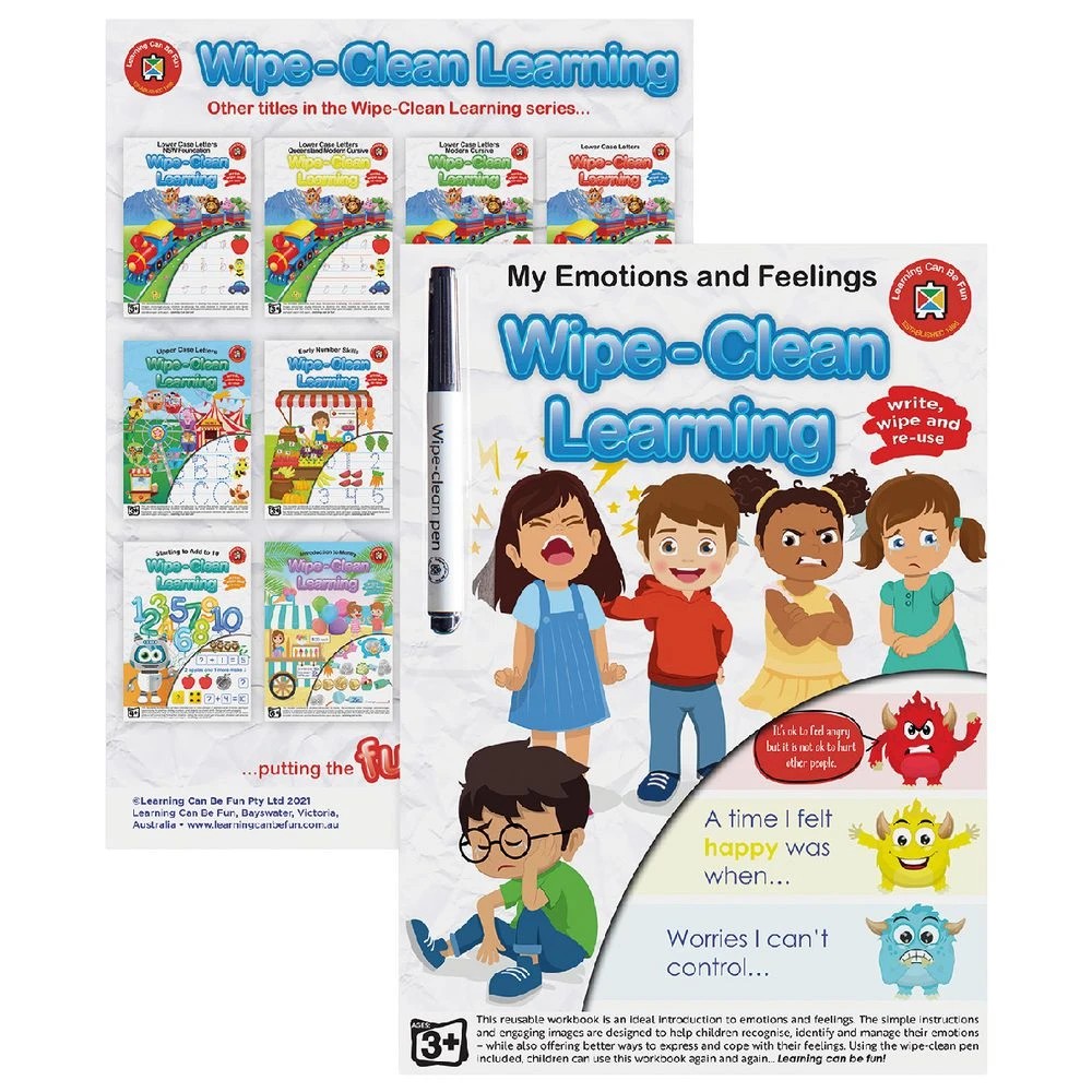 3 Learning Can Be Fun Write & Wipe Emotions Workbook, 3 of 3