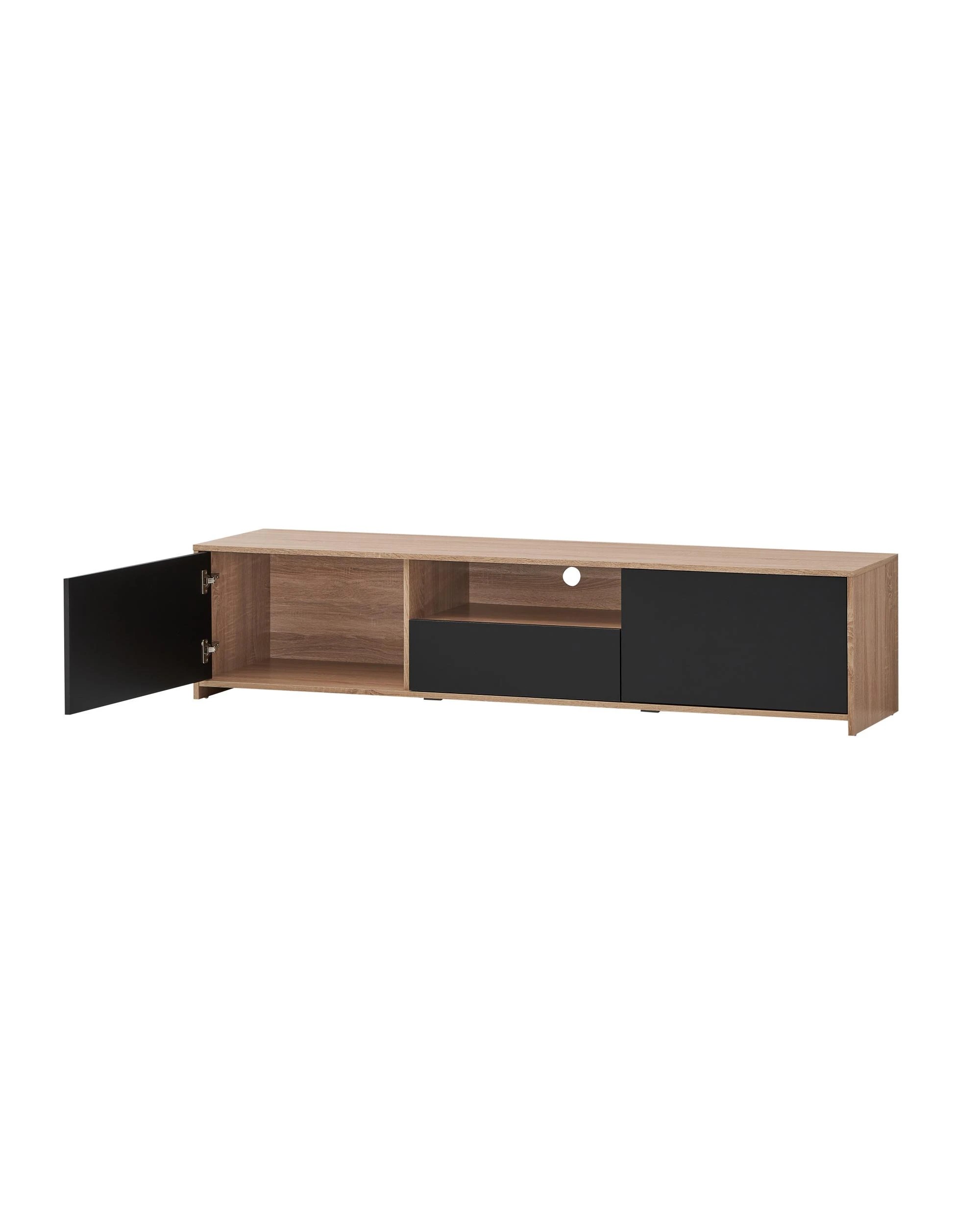 3 Kodu Lesley Entertainment Unit TV Cabinet Lowline TV Stand 180cm 2 Doors 1 Drawer - Natural, 3 of 6