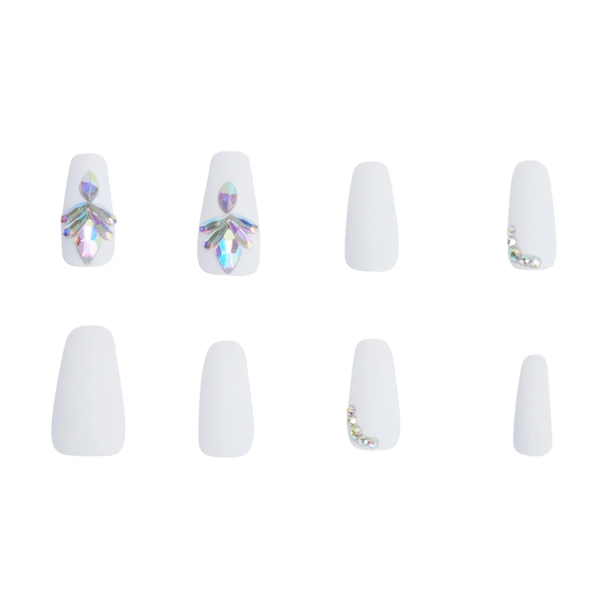5 OXX Cosmetics 24 Pack Artificial Nails with Adhesive - Squareletto Shape, White Gem, 5 of 5