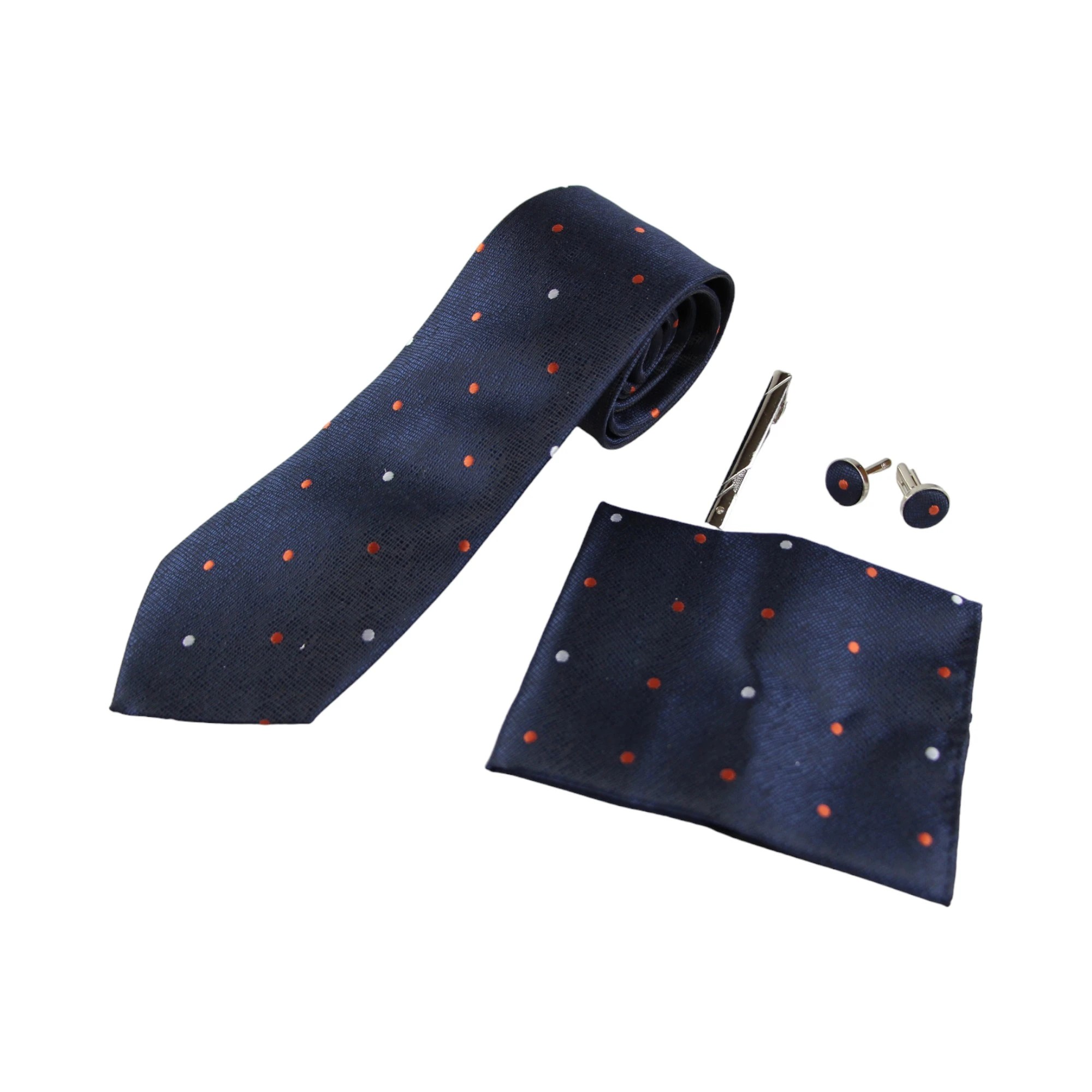 3 Zasel Mens Textured Multi Polka Dot Matching Neck Tie, Pocket Square, Cuff Links And Tie Clip Set - Multi - Multi, 3 of 3