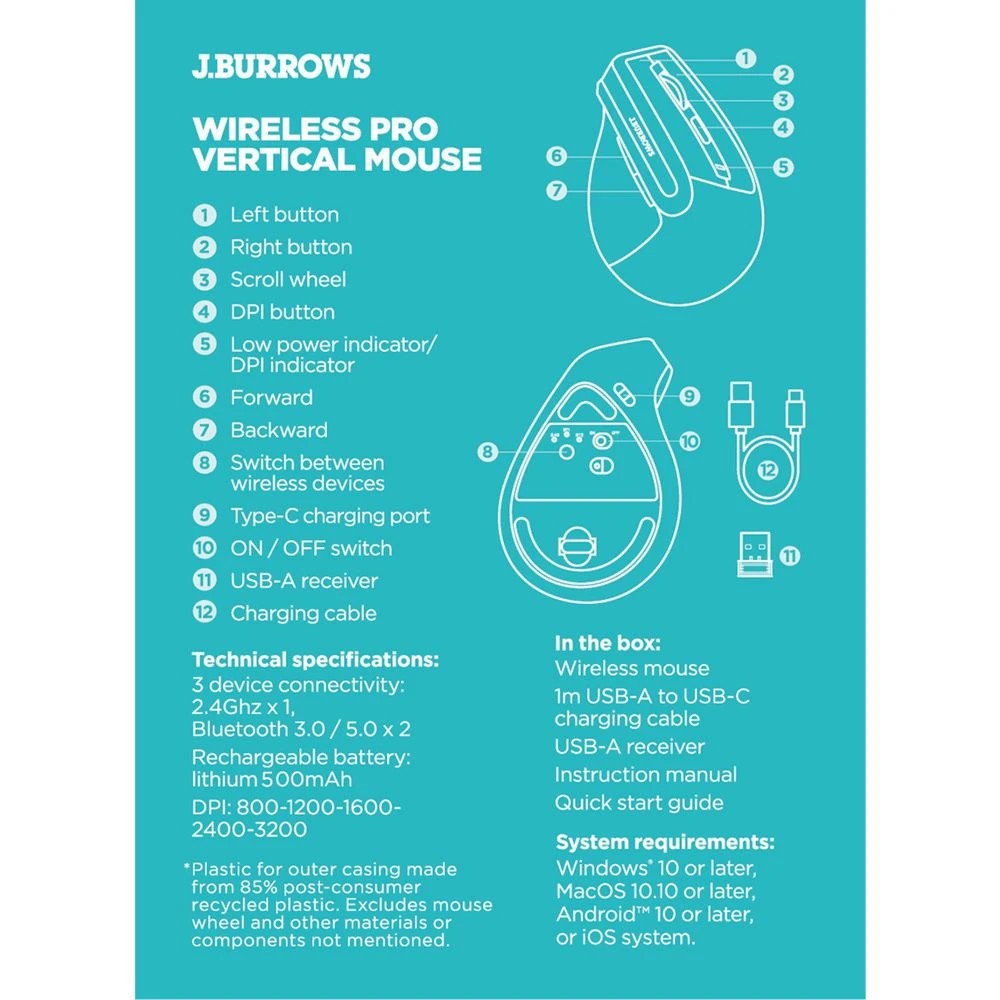 5 J.Burrows MS520 Wireless Ergonomic Mouse, 5 of 5