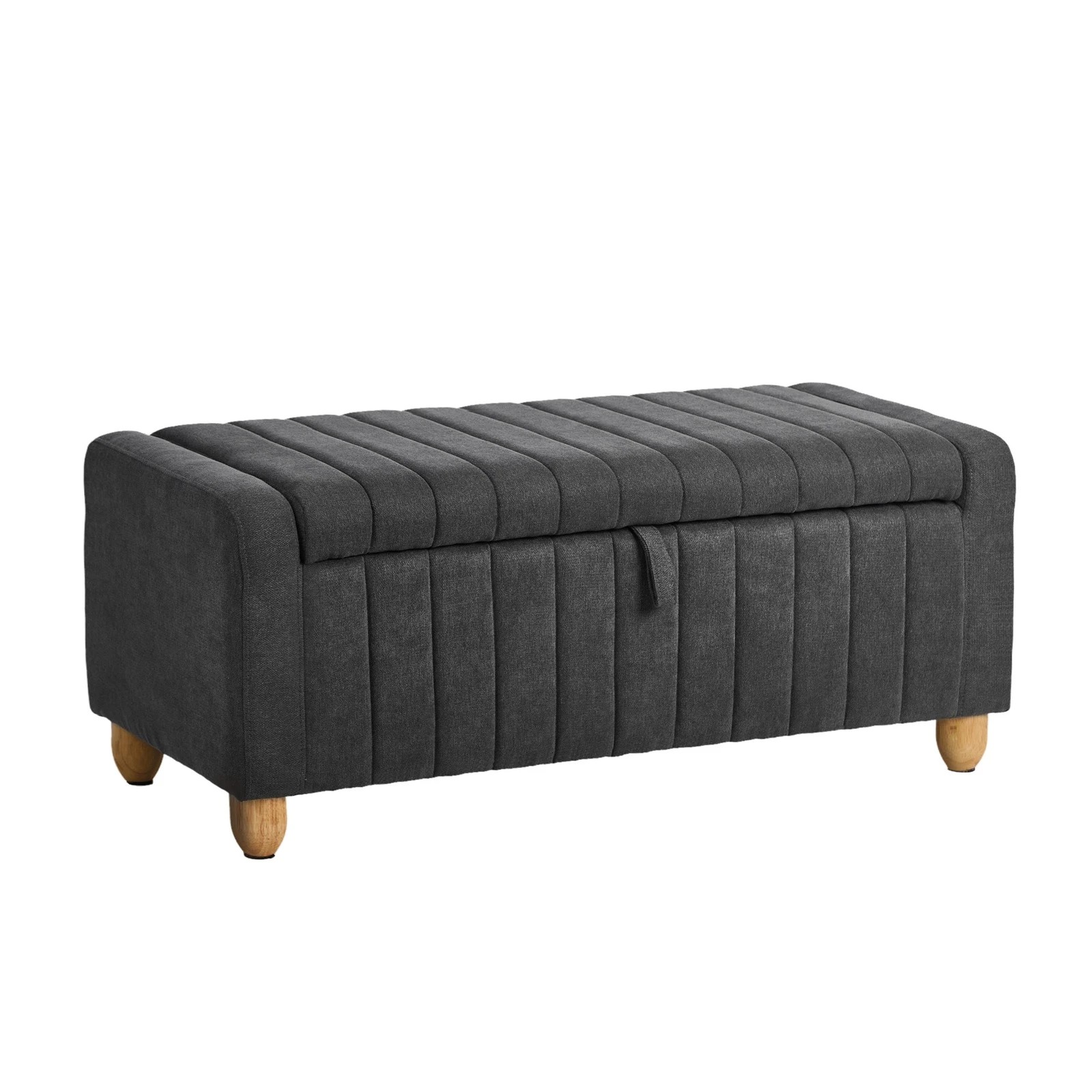 10 Oikiture Storage Ottoman Couch Stripe Linen - Grey, 10 of 10