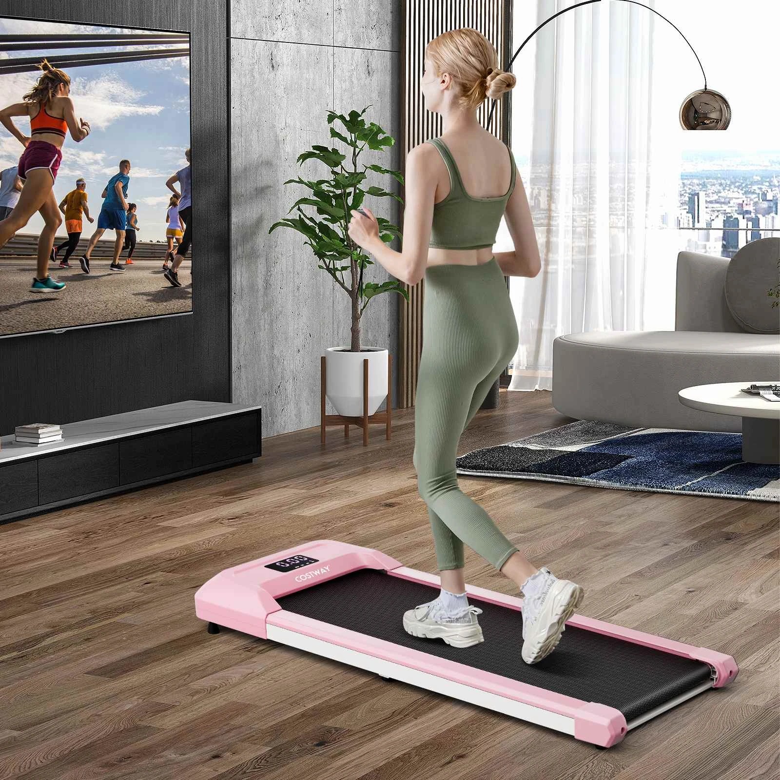 4 Costway 2.25HP Walking Machine Electric Treadmill Running Machine w/LED Display&Remote Control - Pink, 4 of 4