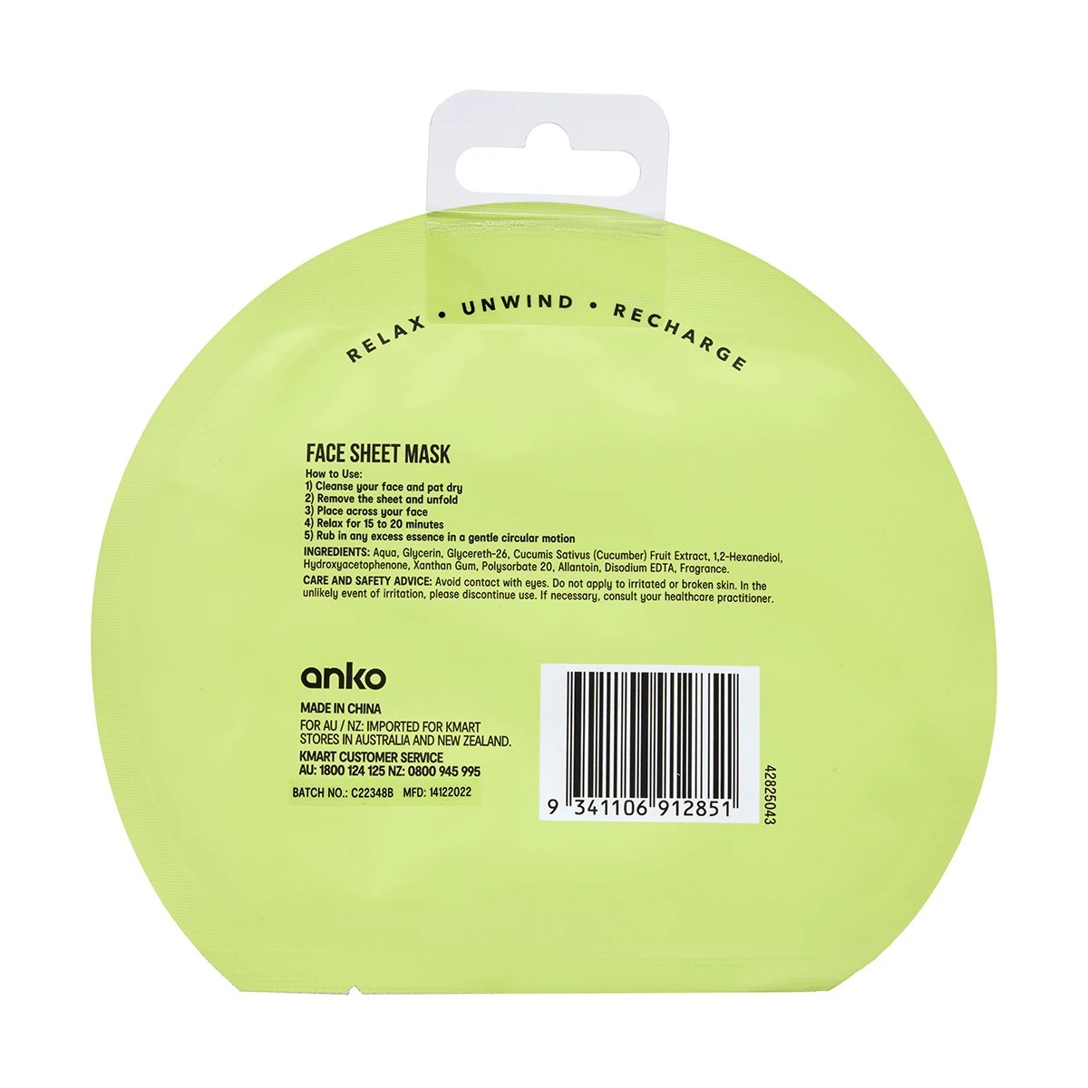 3 Refreshing Sheet Mask - Cucumber Extract, 3 of 3