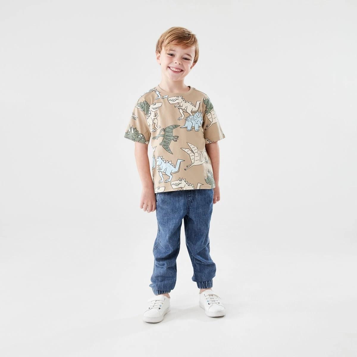 5 All Over Print T-shirt SCRIBBLY DINOS LIGHT BROWN, 5 of 6