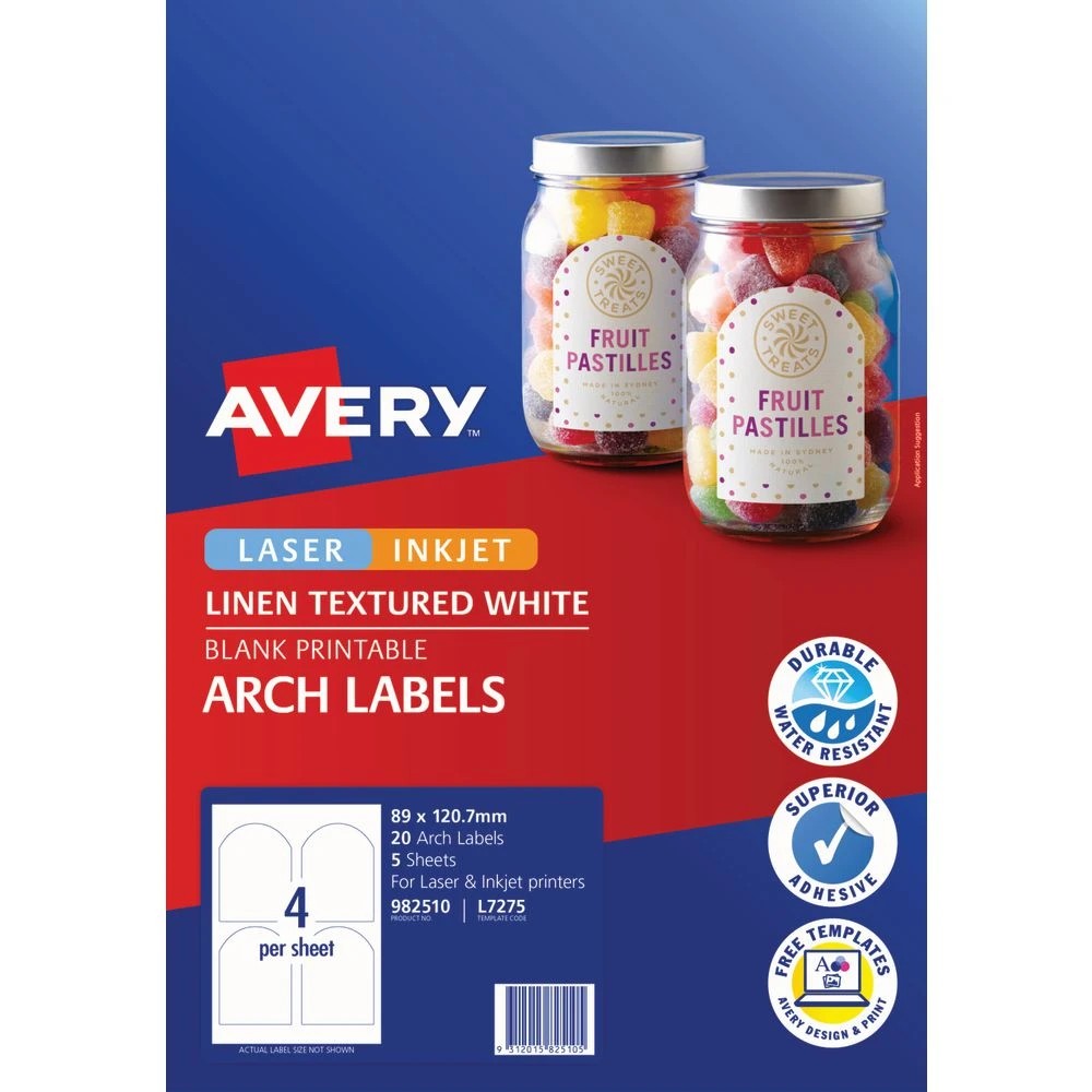 2 Avery 4UP Inkjet Laser Textured Arched Labels 5 Sheets, 2 of 6