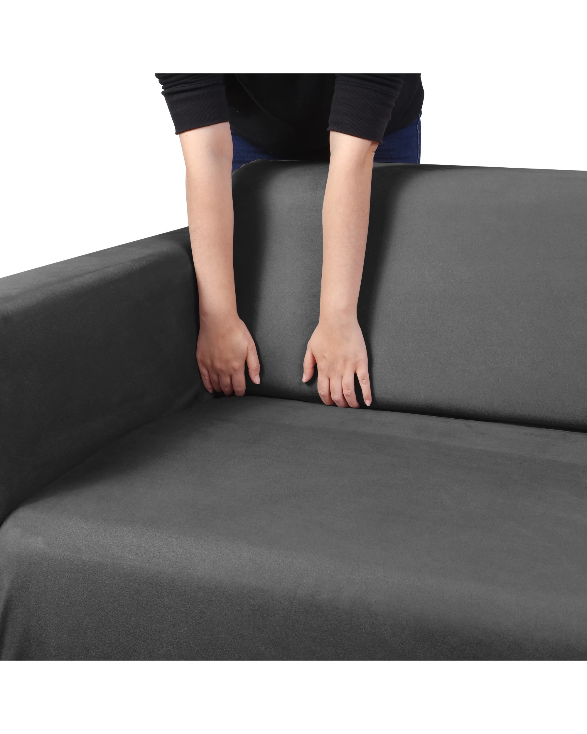 4 Sherwood Home Premium Faux Suede 2 Seater Couch Sofa Cover - Charcoal, 4 of 4