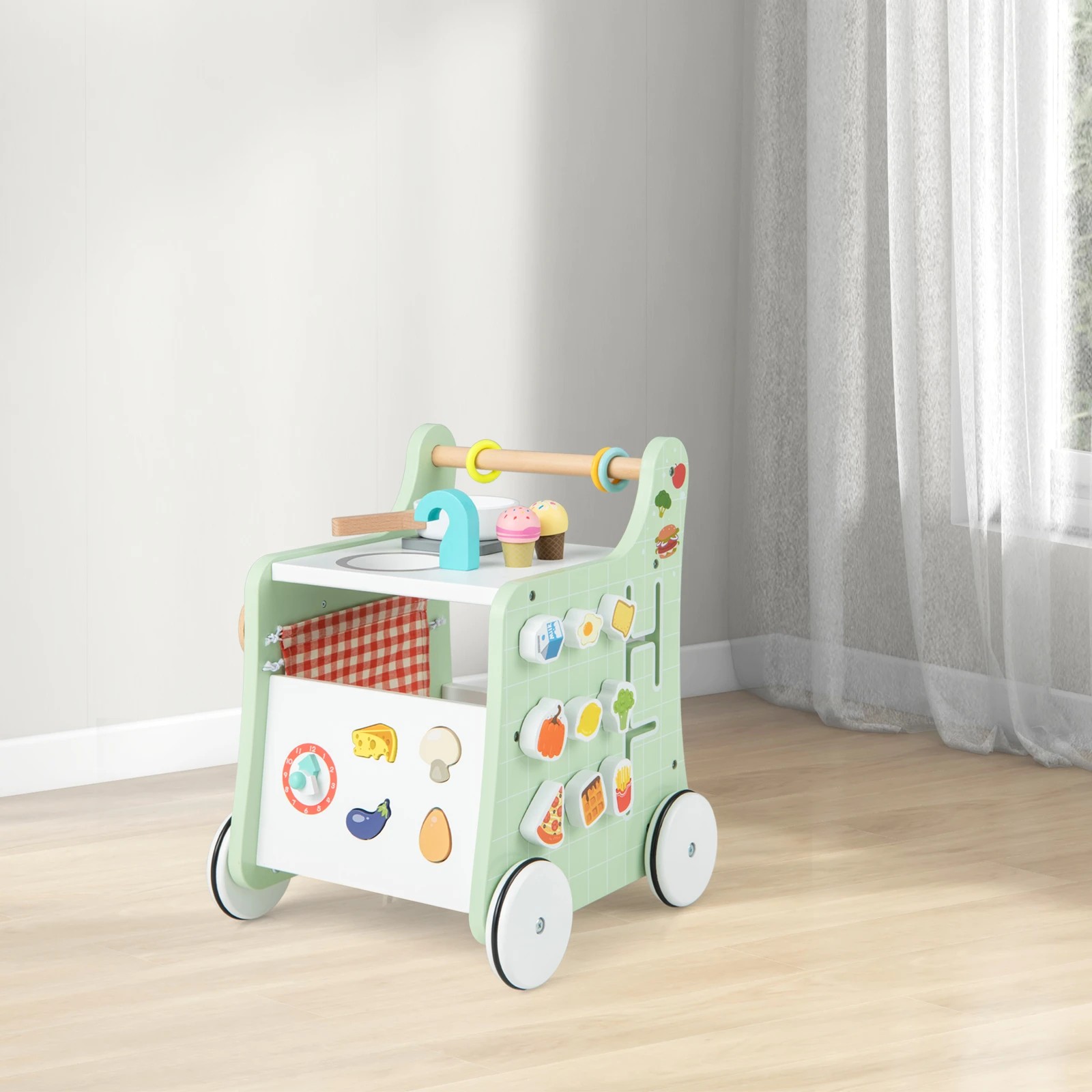 4 Costway 6-in-1 Wooden Baby Walker Push Pull Toy, 4 of 4
