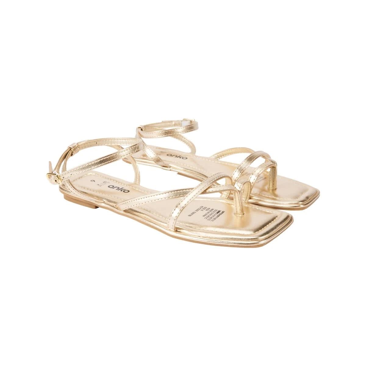 2 Strappy Toe Sandals Gold, 2 of 3