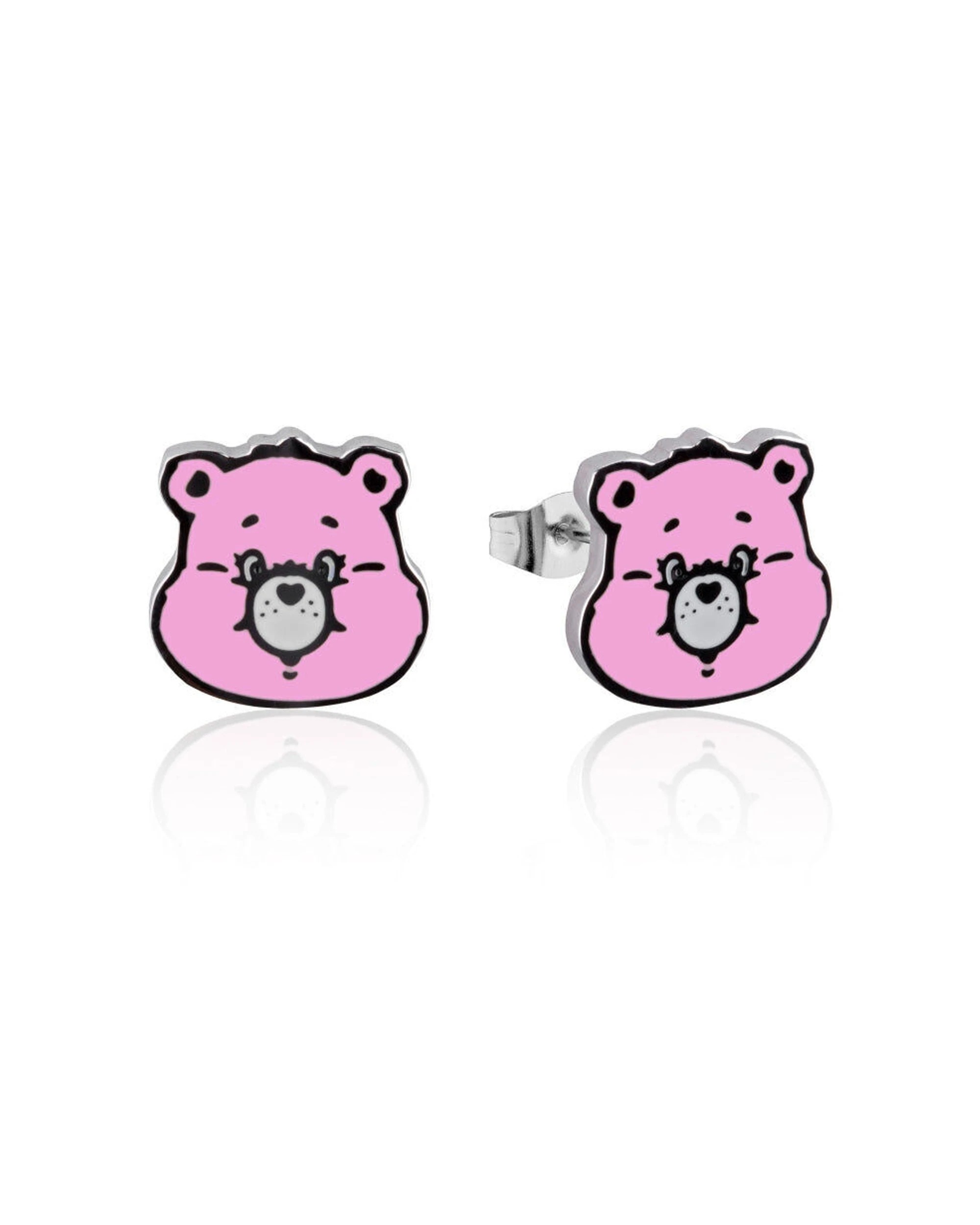 1 Care Bears ECC Cheer Bear Enamel Stud Earrings Stainless Steel - Pink, 1 of 2