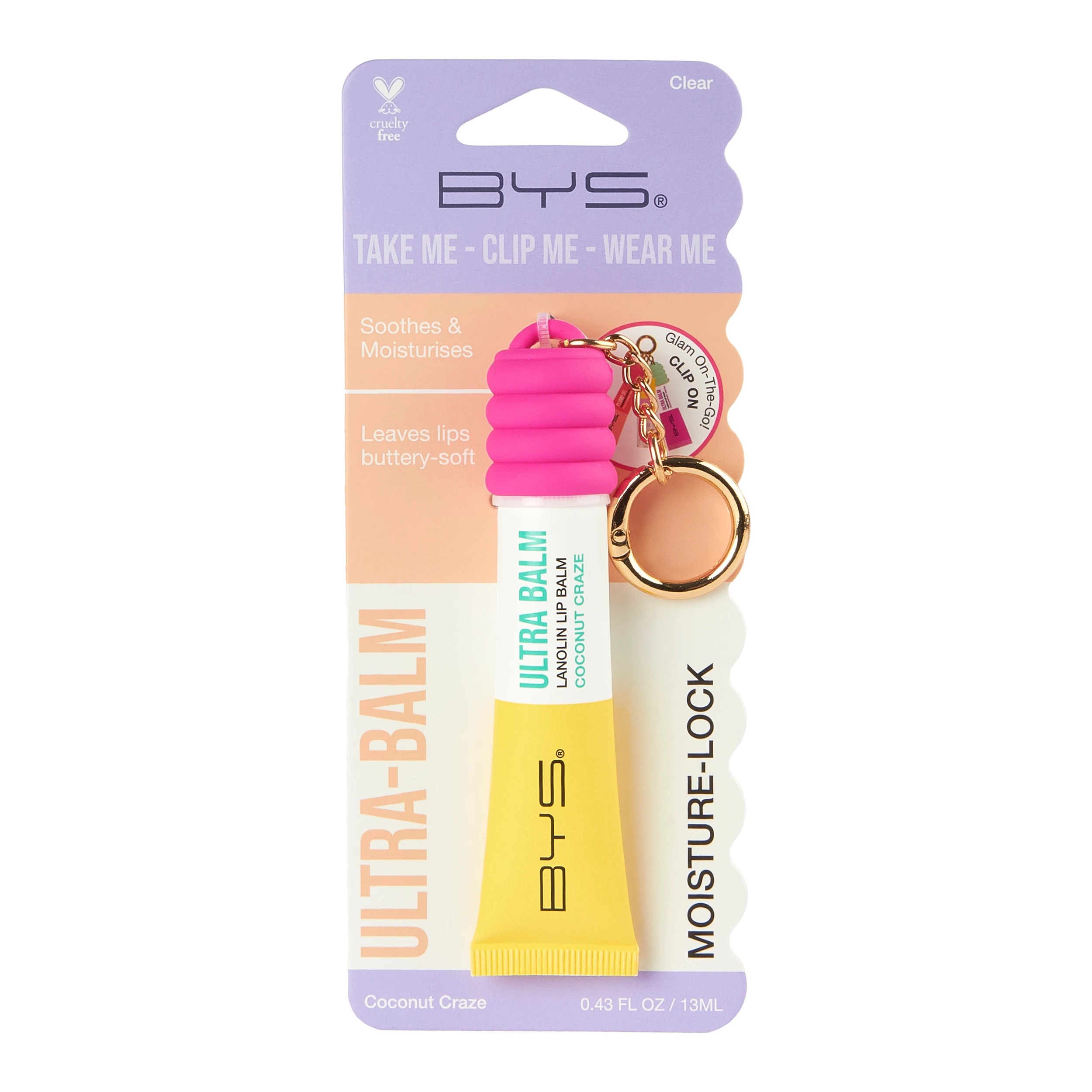 1 BYS Ultra-Balm Wearable Keyring 13ml  - Coconut Craze, 1 of 3